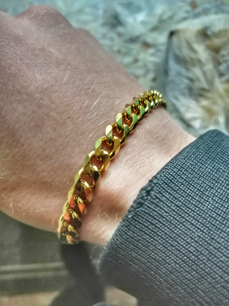 3/5/7/9/11mm 14K Gold Plated Stainless Steel Curb Cuban Chain Bracelet Men 7-11"