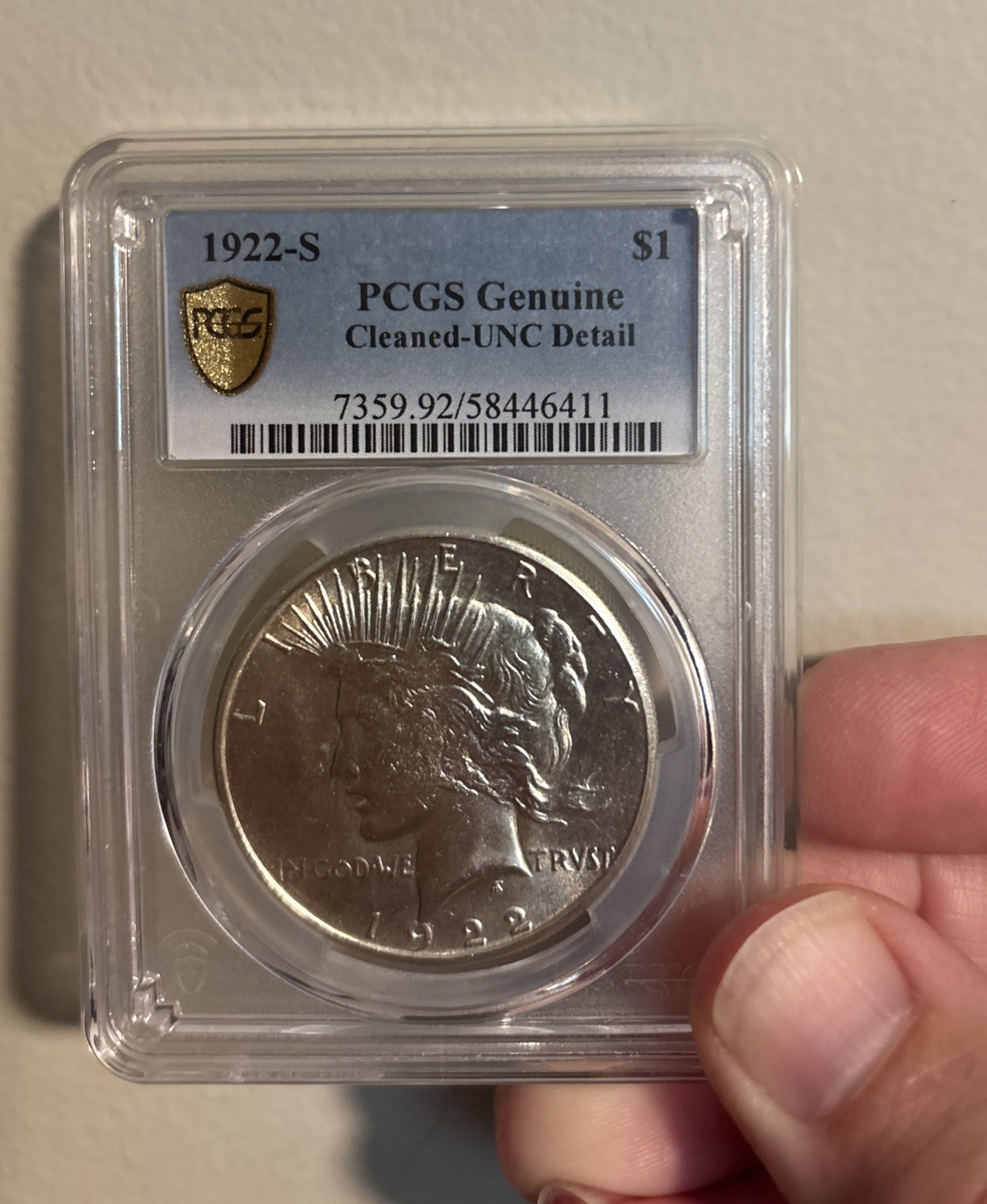 1922 Peace Dollar PCGS Certified AU58