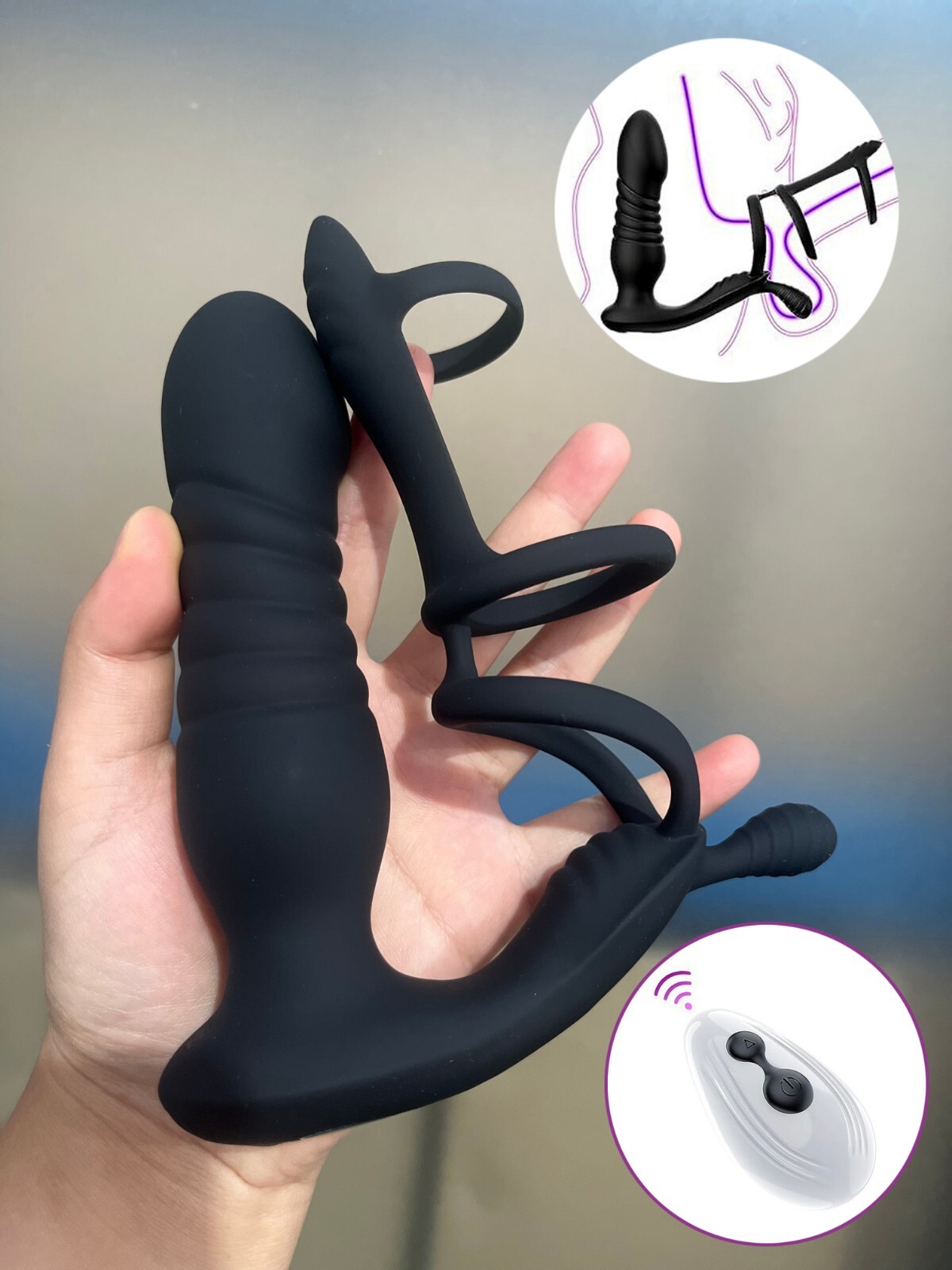 Male Prostate Massager Vibrator Thrusting Anal Butt Plug Dildo Sex Toys for Men