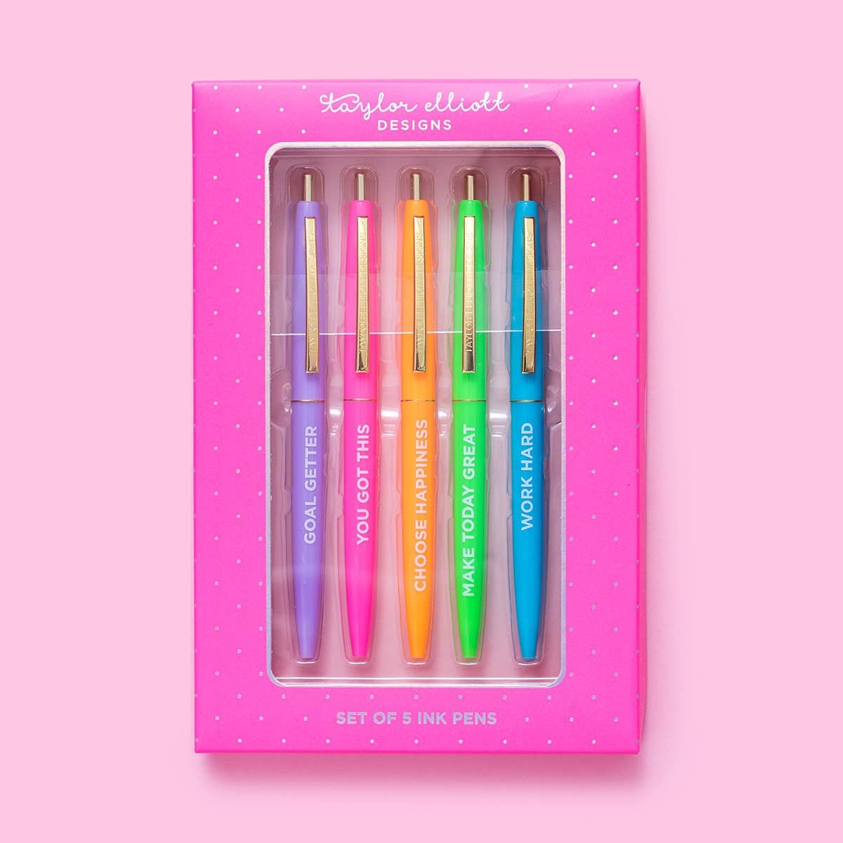 Taylor Elliott Designs Motivational Assorted Colors 5 Pen Set