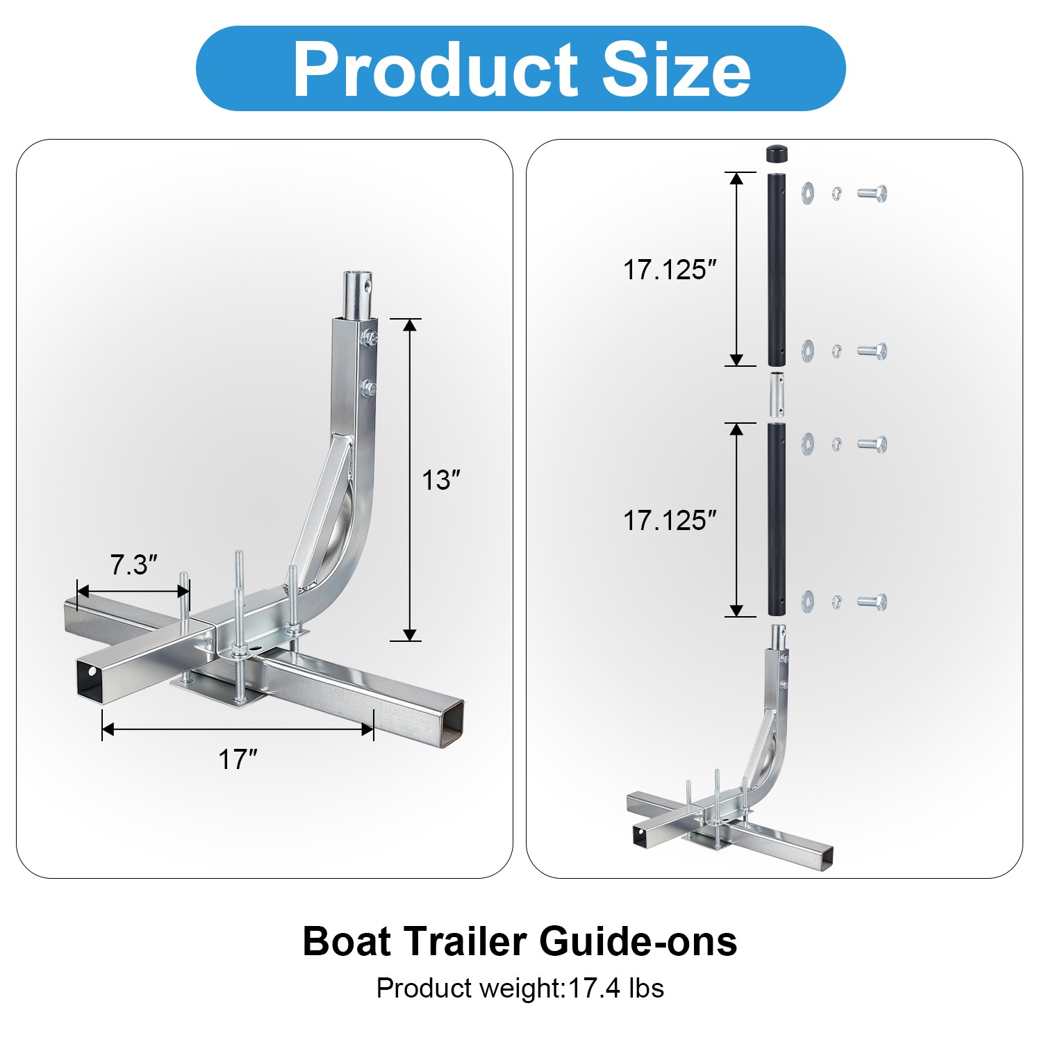 Black Boat Trailer Guide 31"-48" Adjustable , Boat Trailer Guides Poles Kits