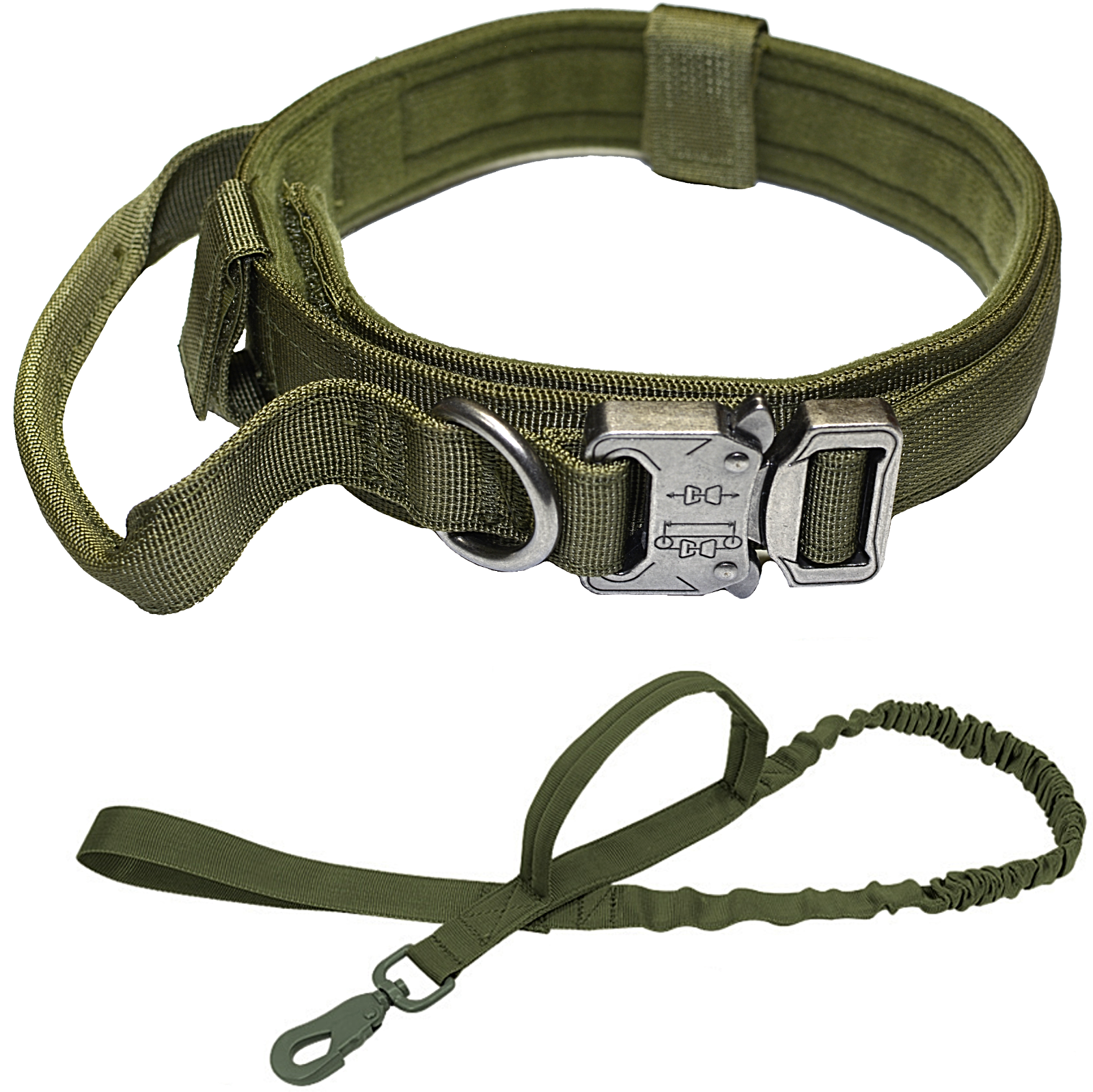 Leash + Collar Heavy Duty K9 Tactical Training Pet Dog Metal Buckle M, L, XL New