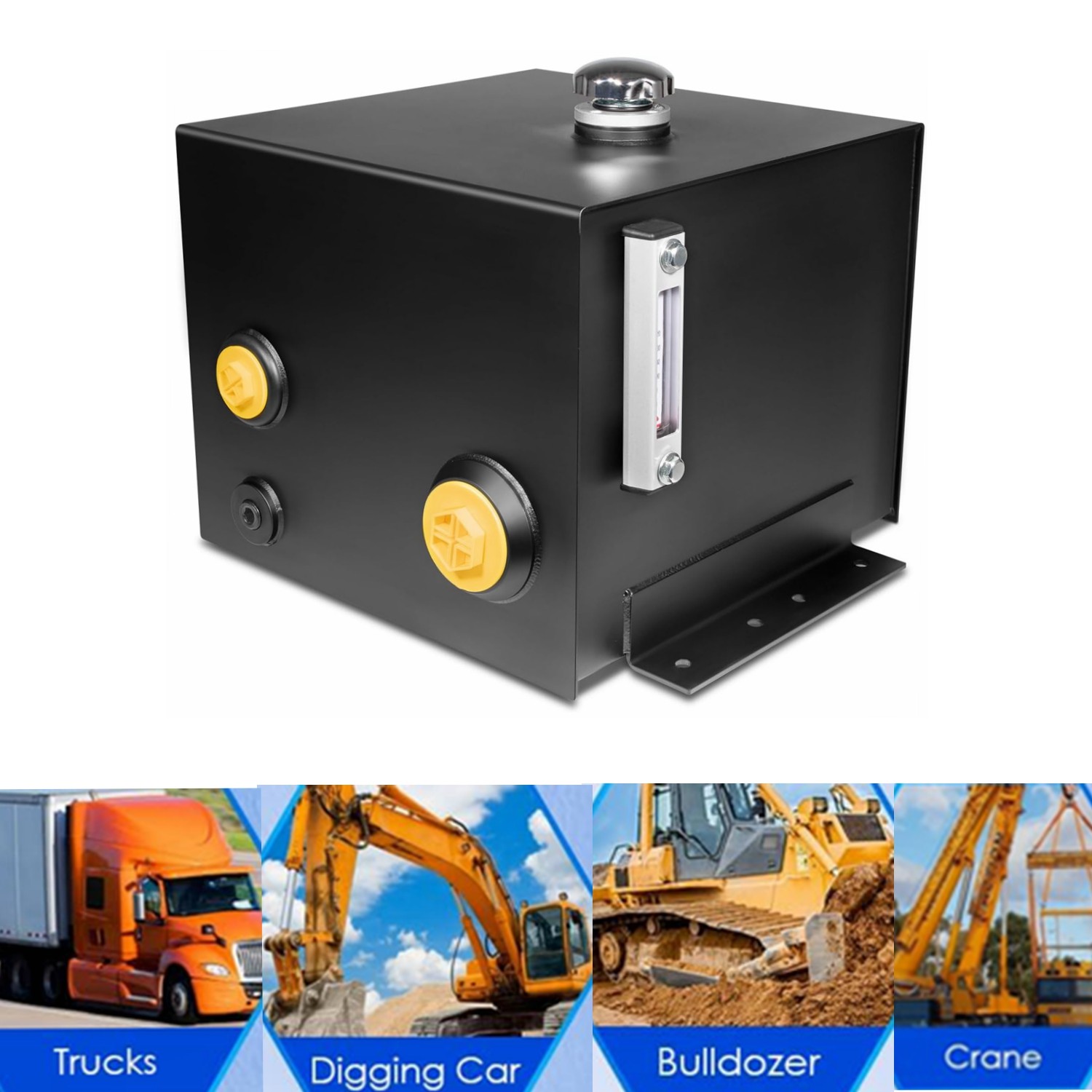 7-Gallon Hydraulic Fluid Reservoir Tank 14 Gauge Steel Oil Tank for Vehicles