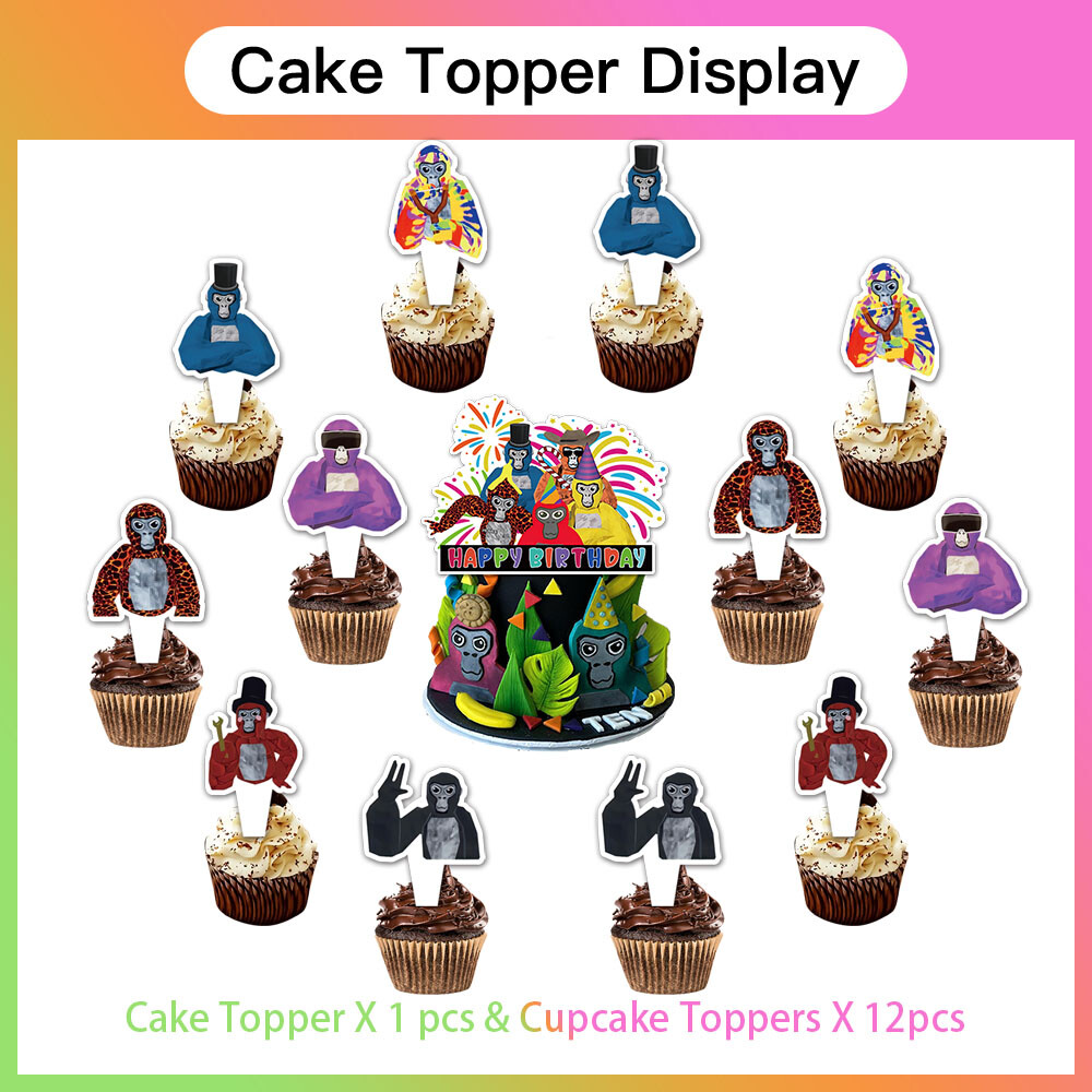 Gorilla Tag Birthday Decor Party Supplies Plate Balloon Cake Topper Banner 5x3ft