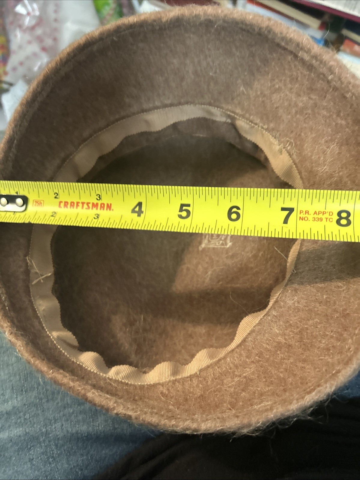 Henry Pollak New York Tan Women's Hat With Bow Vintage 100% Wool USA 50s-60s