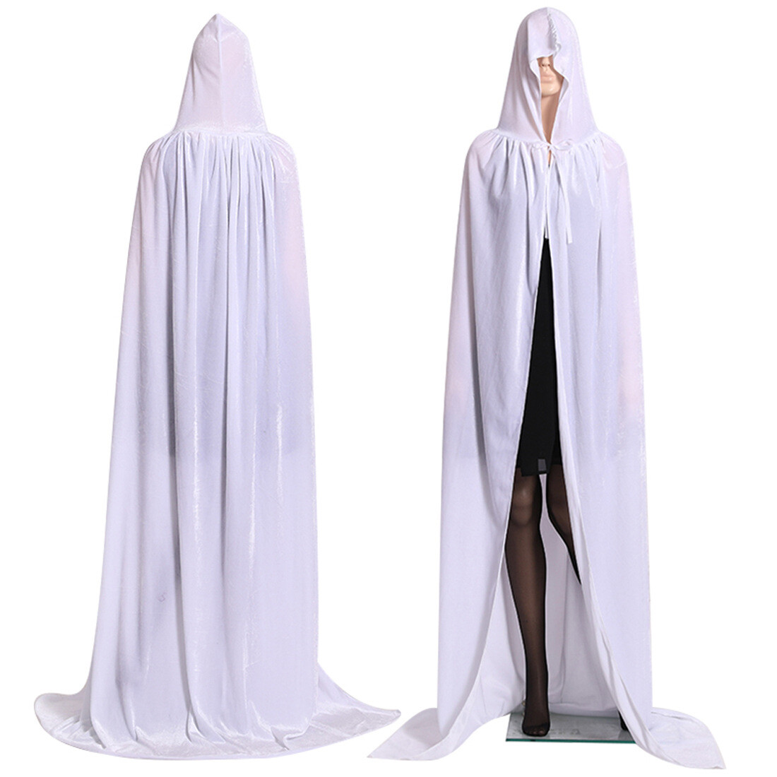 Halloween Velvet Cloak Cape Gothic Hooded Costume Vampire Cosplay Party Medieval