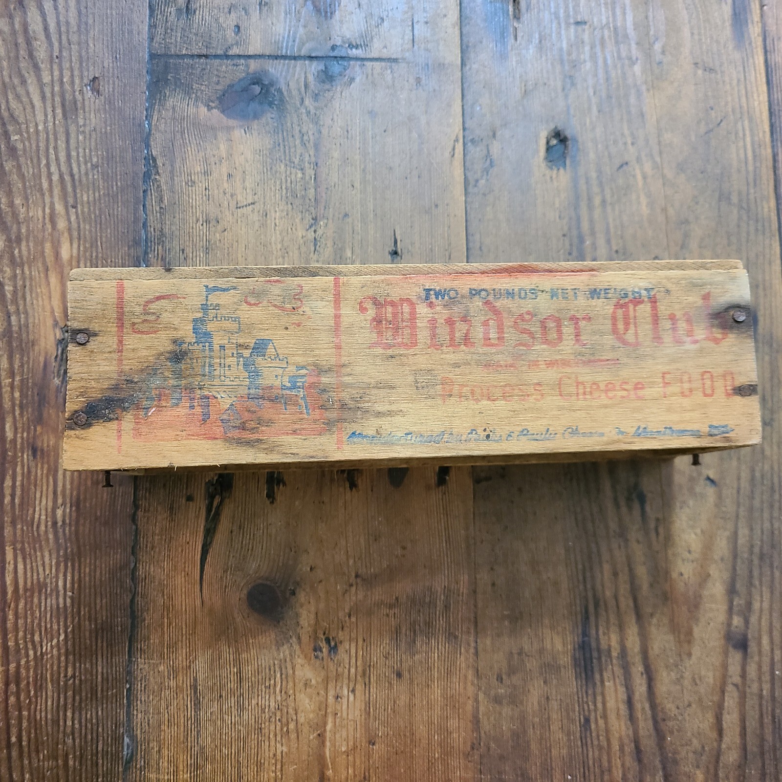 Vintage Cheese Box Wood Windsor Club Pasteurized Cheese Food 2 Lb's Greenbay