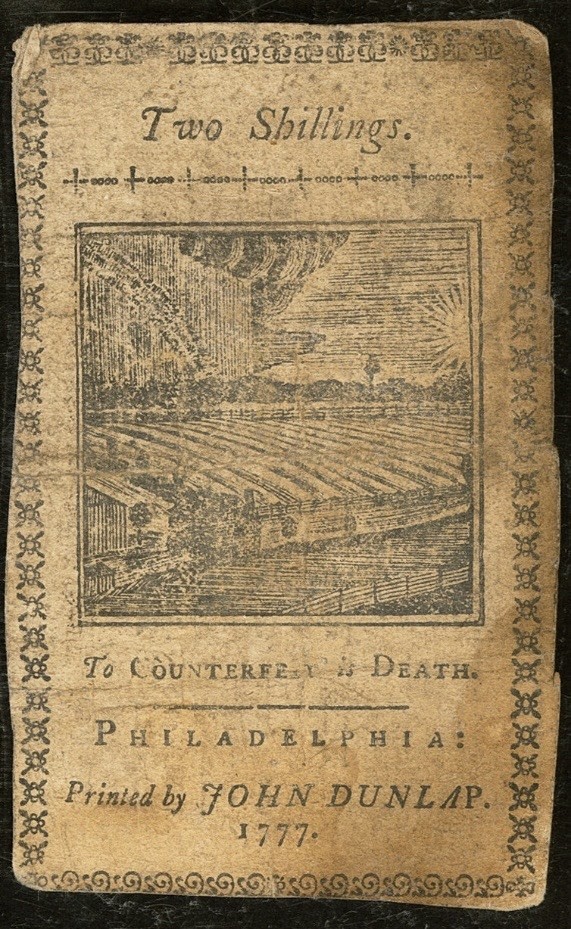 1777 PENNSYLVANIA Colonial Currency American Revolution Bank Note PA-215a PMG 35