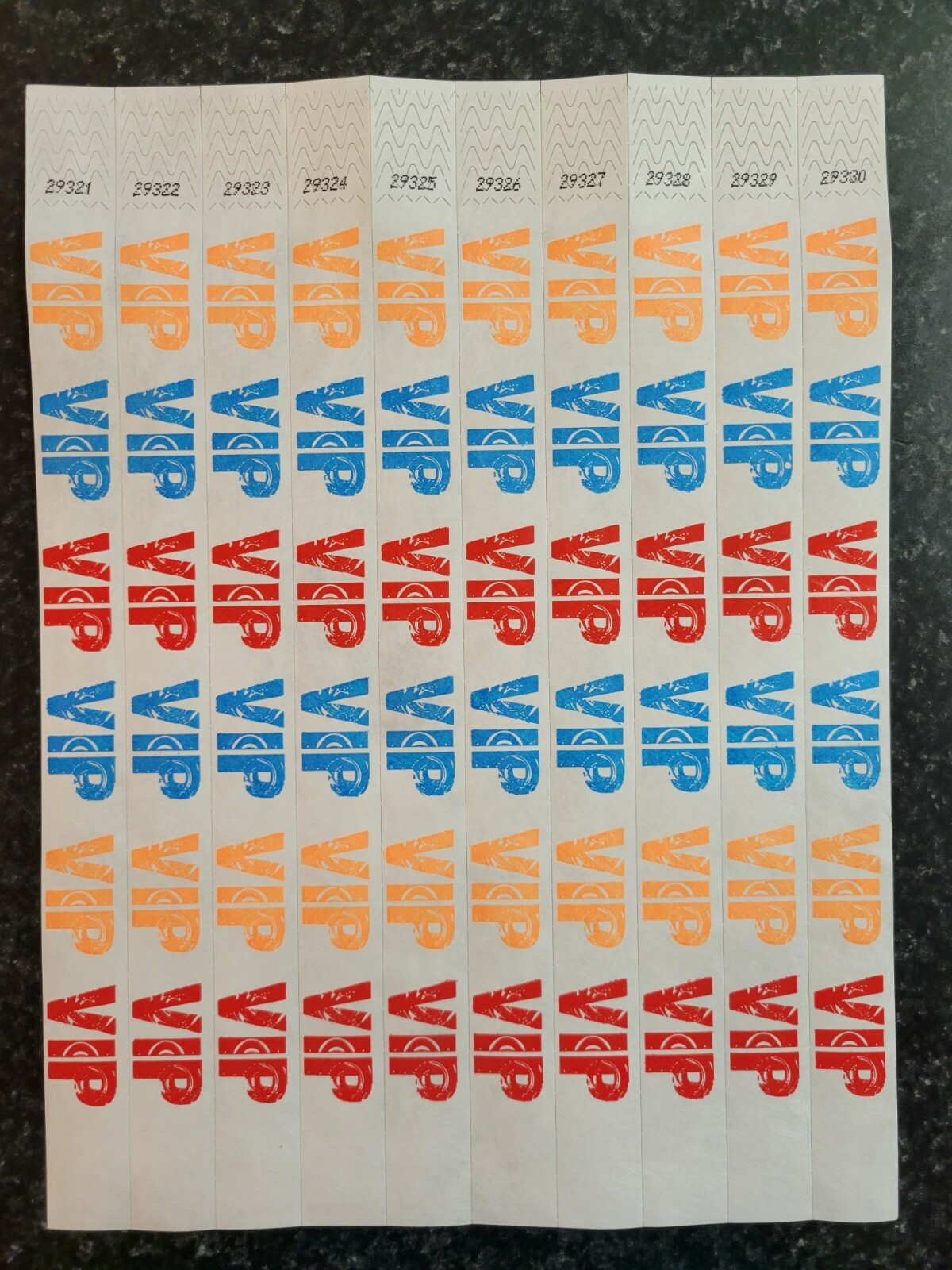 100  3/4"  VIP MULTI-COLOR TYVEK WRISTBANDS,  PAPER WRISTBANDS, EVENT WRISTBAND