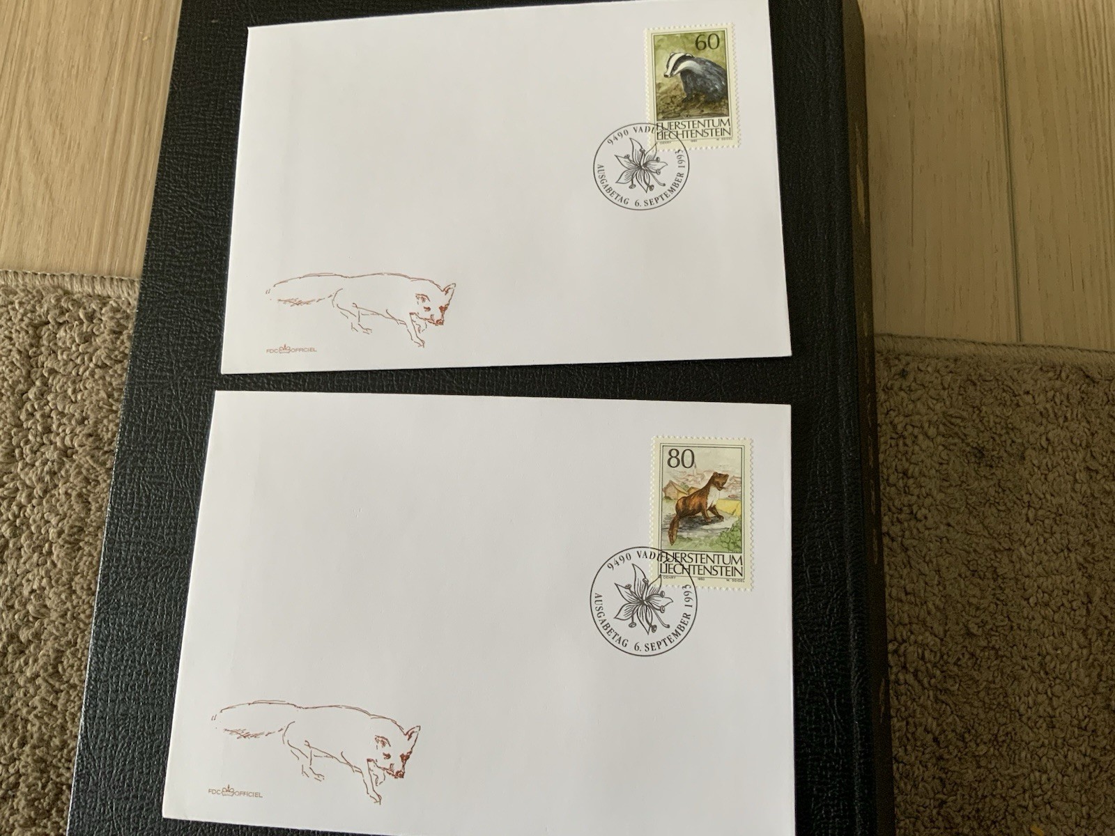 Liechtenstein 1993 #1006-1008 Animals - 4 FDCs