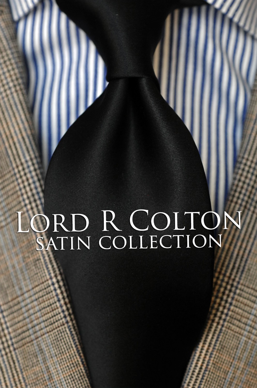 Lord R Colton Satin Tie - Solid Onyx Black Silk Necktie - $79 Retail 58 x 3.25