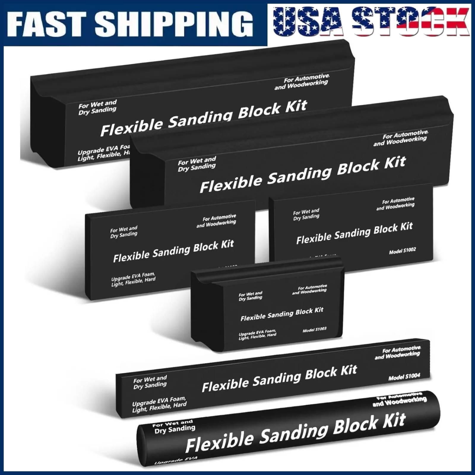 7Pcs Sanding Block Kit Flexible EVA Foam Wet or Dry for Automotive or Woodwork