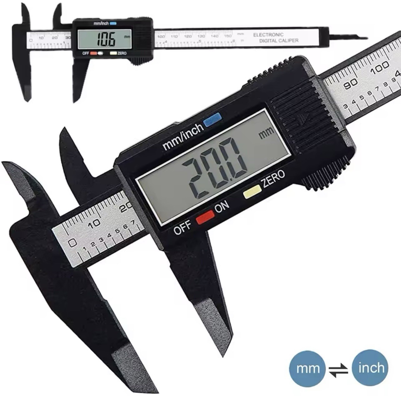 6" 150mm Carbon Fiber Electronic Digital Vernier Caliper Micrometer Gauge LCD