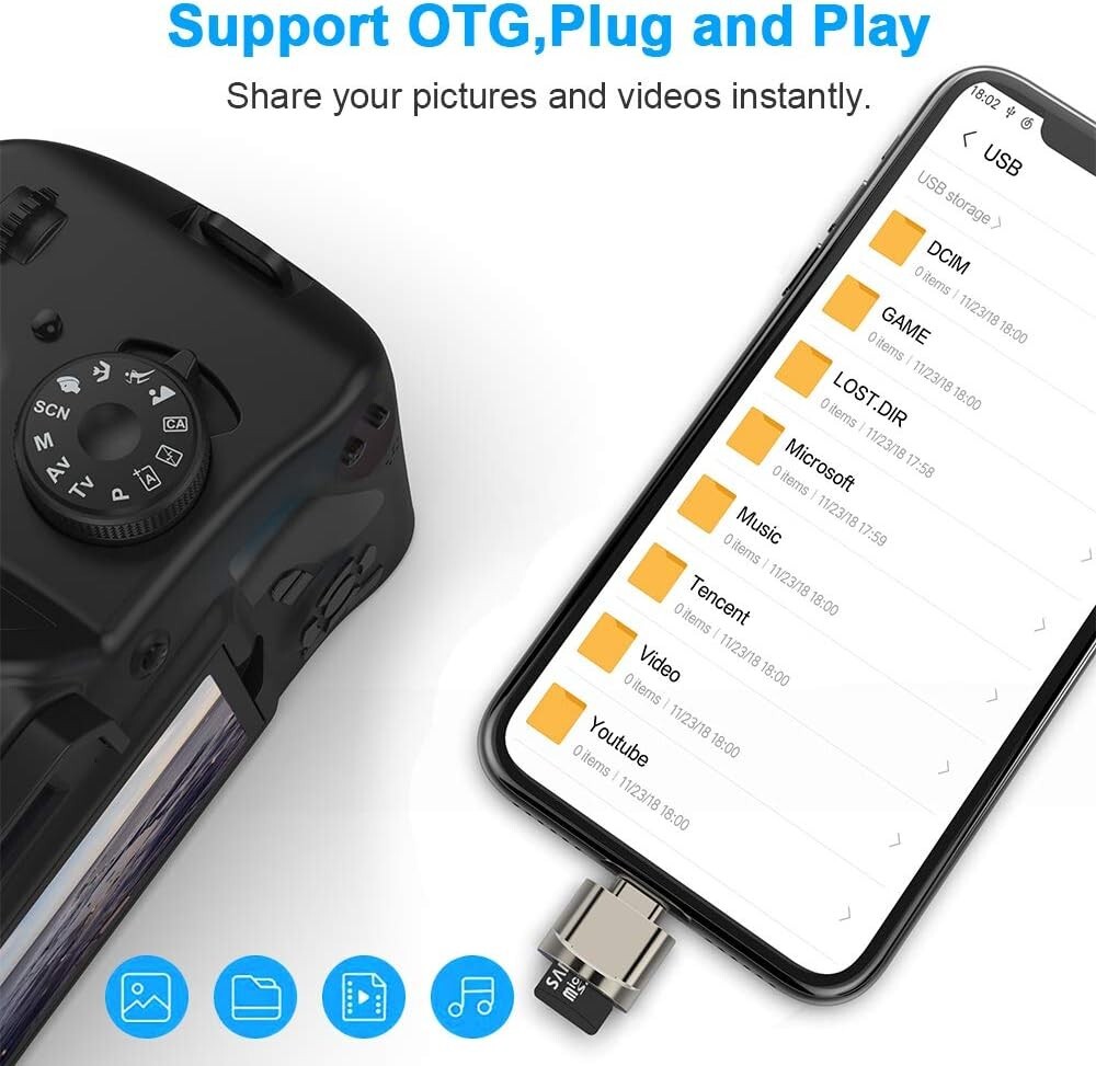 TypeC To Micro SD TF Card Reader OTG USB Adapter Converter For Samsung Phone LOT