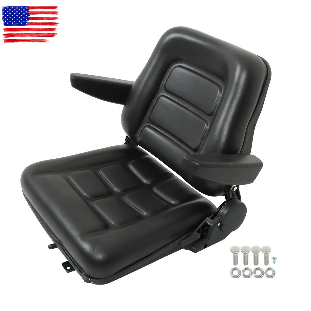 Universal Forklift Seat Fold Down Tractor Seat Adjustable Back & Armrest