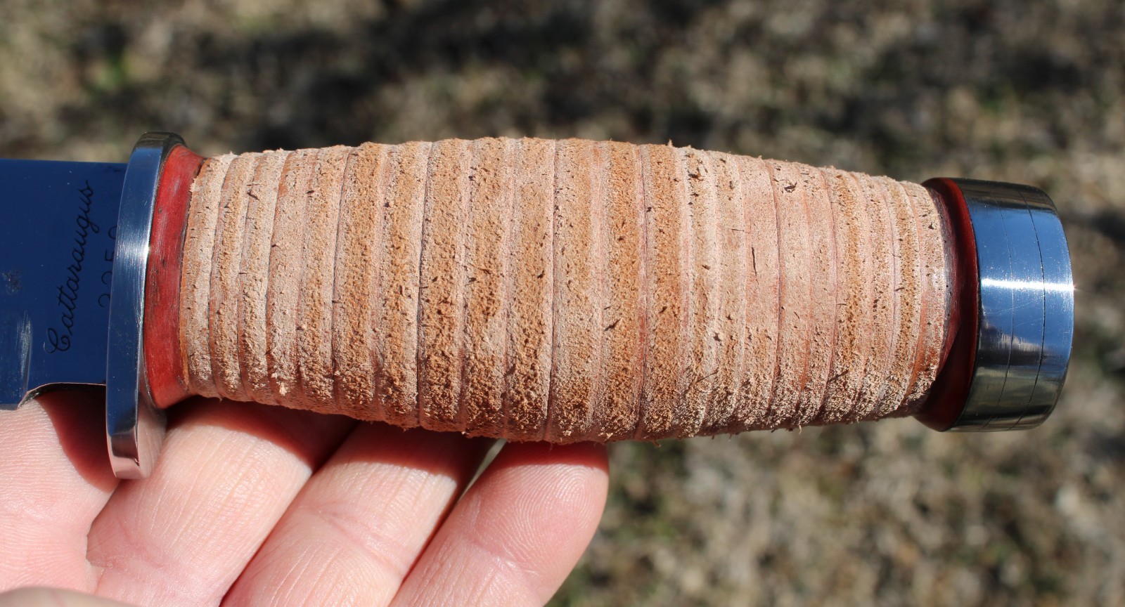 BGCK&T Custom Cattaraugus 225-Q Knife With New Leather Handle Sheath Full Blade