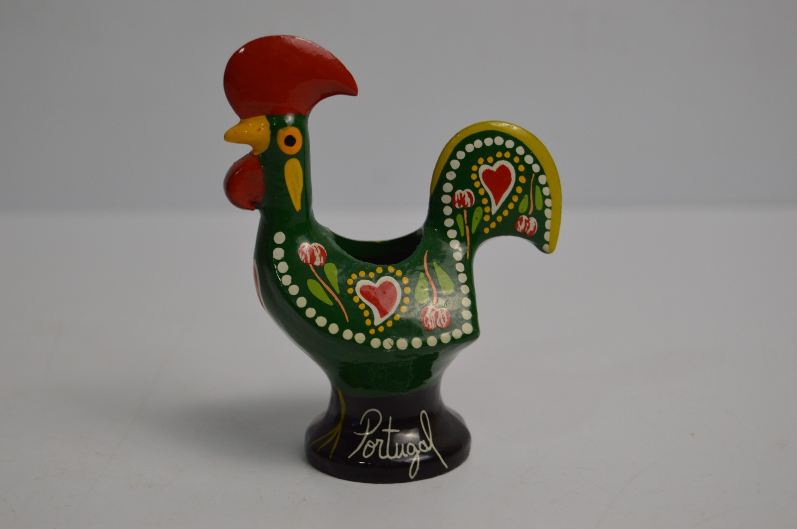 Portuguese Galo Barcelos Metal Rooster Planter Good Luck Souvenir 3.5" Portugal