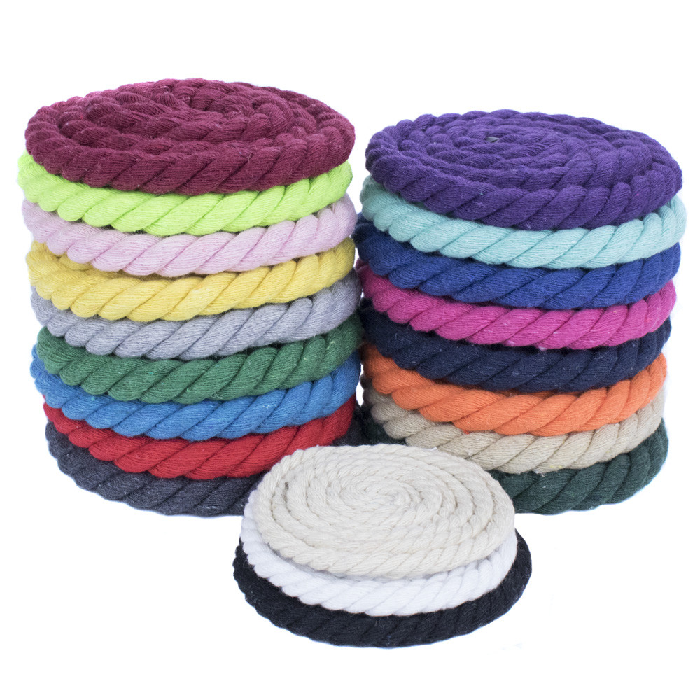 Premium Super Soft Colored Twisted Cotton Rope - 1/4" Diameter, Multiple Lengths