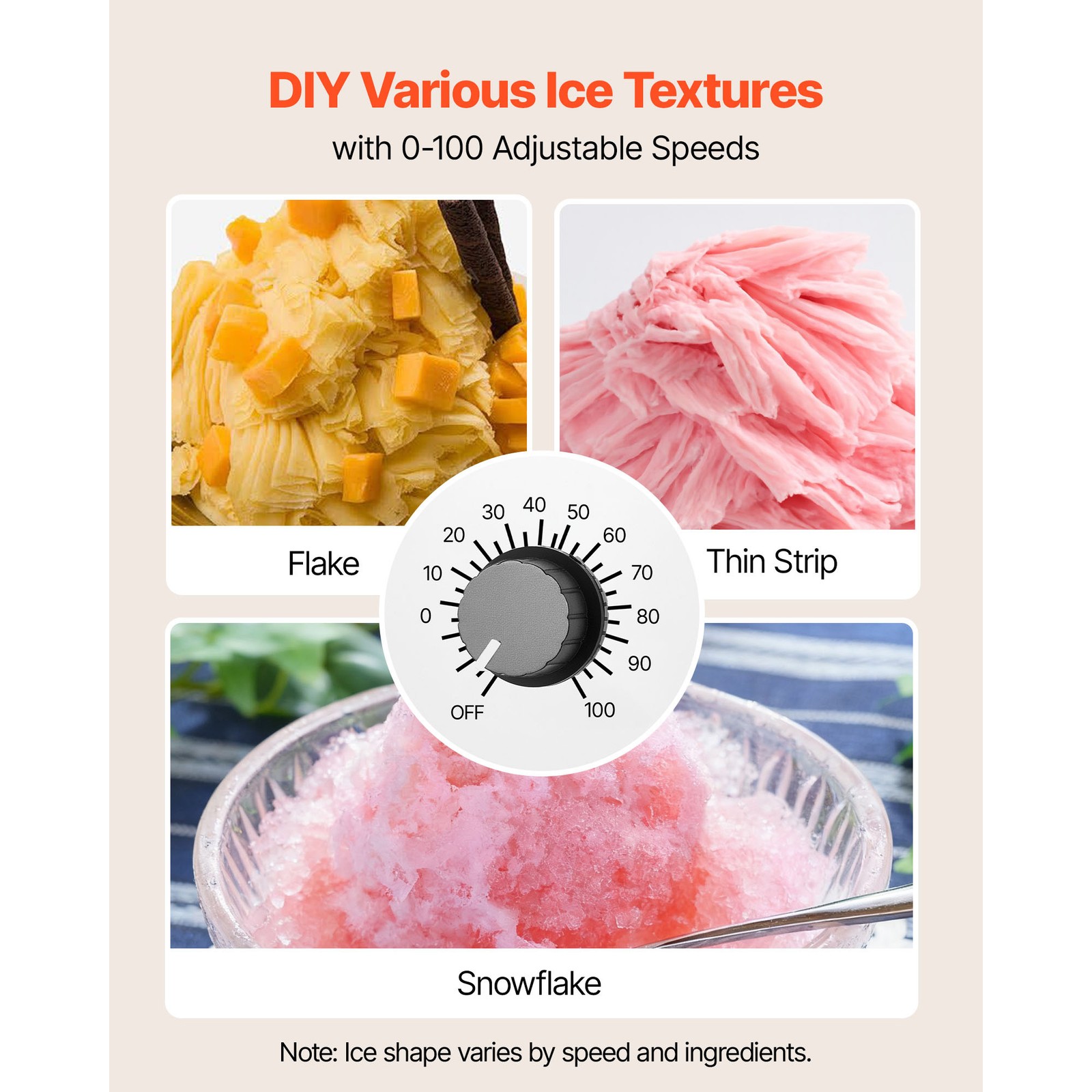 Uimoso Snowflake Ice Maker 132LBS/24H Ice Shaving Machine for Home Party Use