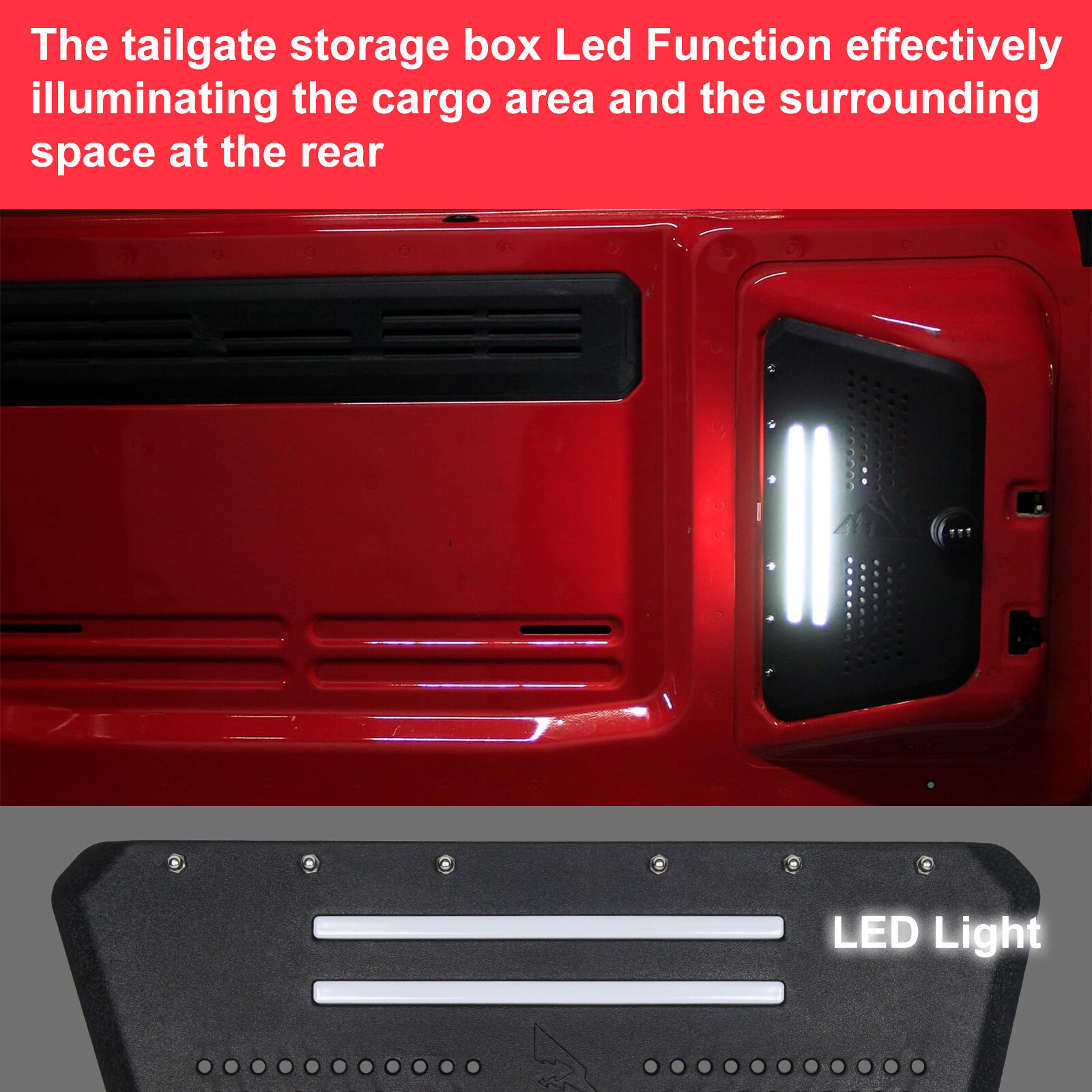 Side Tailgate Storage Box With Light & Password Lock For 2021+ Bronco 2/4 Door