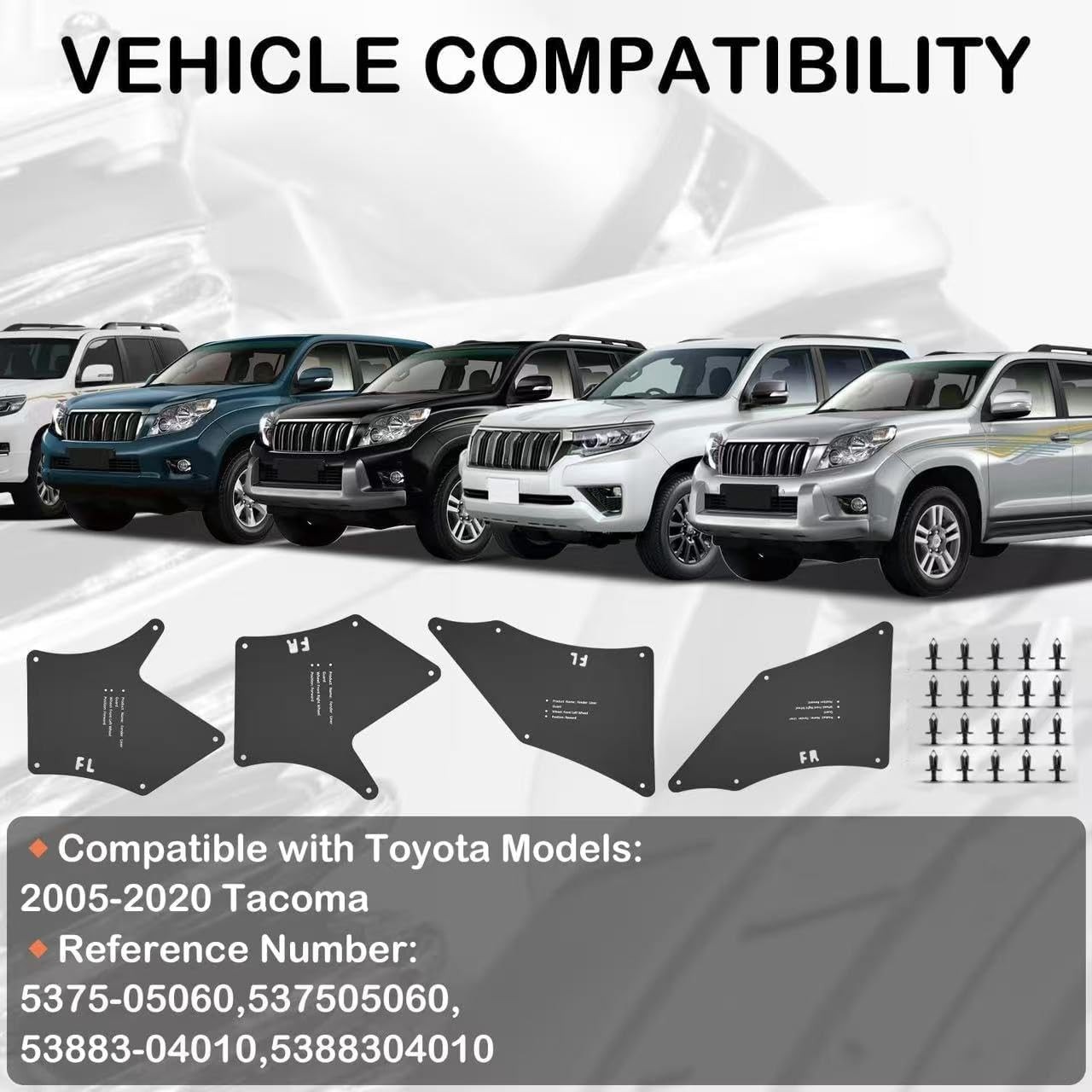 Toyota Tacoma Fender Liners, Splash Shields, Splash Guards & Wheel Well Liners-