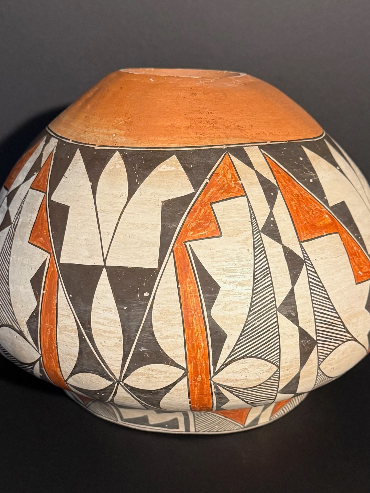 LARGE ACOMA POLYCHROME POTTERY OLLA,BEAUTIFUL PAINT DECORATION,C1900, EXCELLENT!