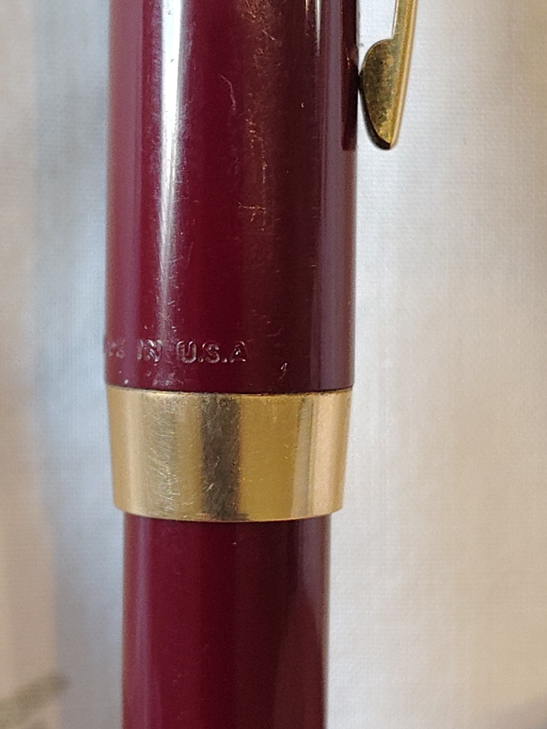 Sheaffer Touch down Bordeaux Plastic Gold Plated Fine Nib Fountain Pen USA