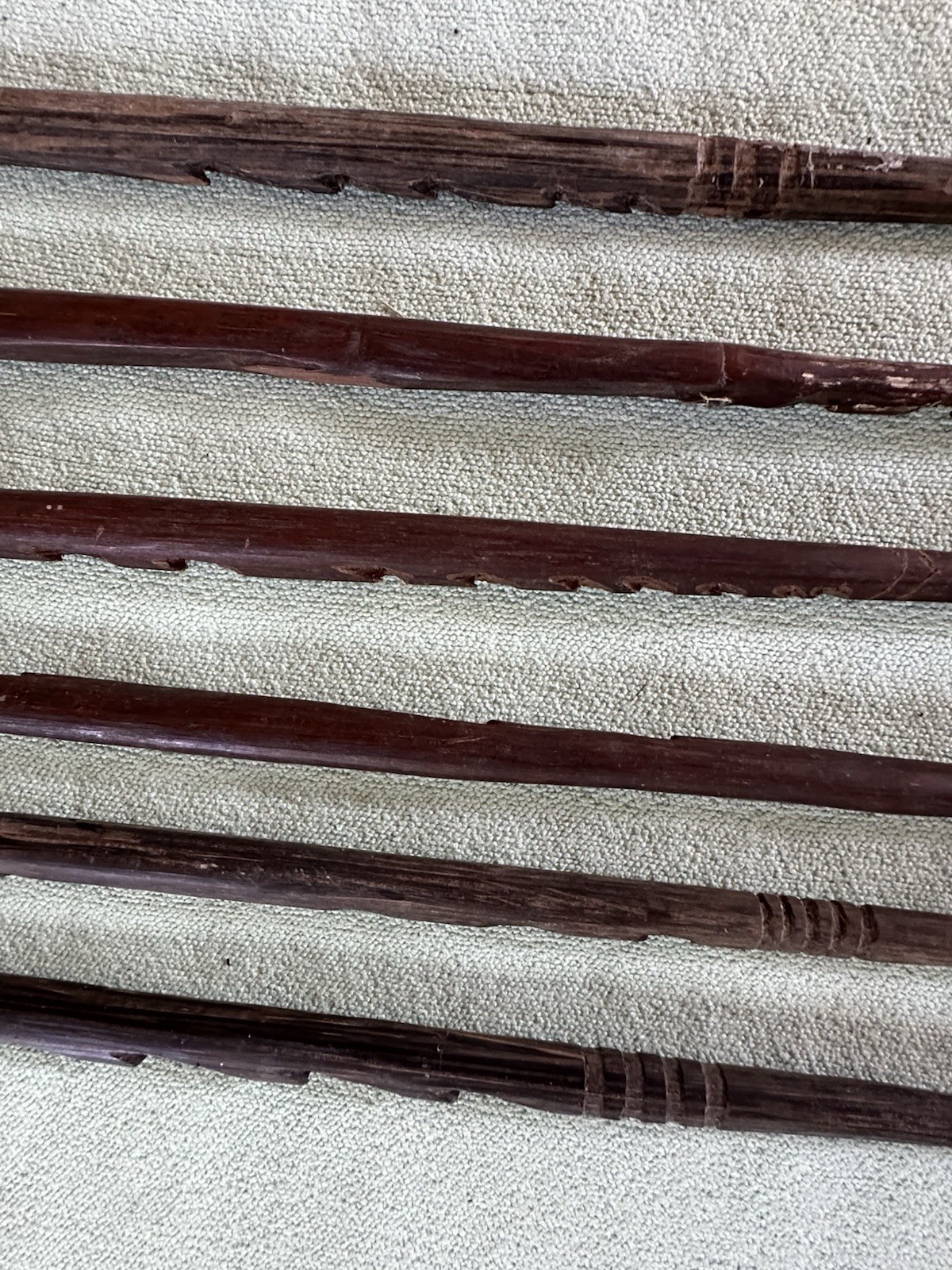 6 Antique Australian Aboriginal Carved Spear Tips