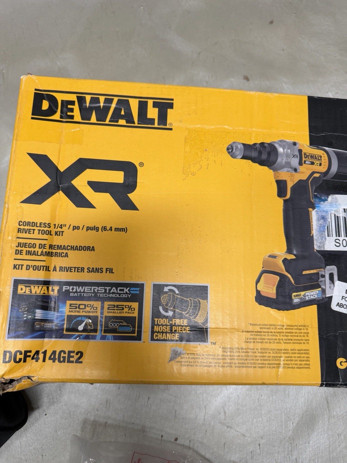 DEWALT DCF414GE2 20V MAX XR BL 1/4" Rivet Tool w/ 2 POWERSTACK Batts, 1.7 Ah Kit
