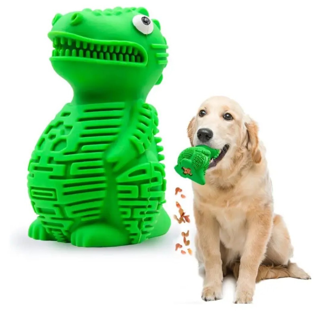 Dog Toys Dinosaur Dog Chew Toy Food Dispensing Teeth Cleaning Toy Natural Rubber