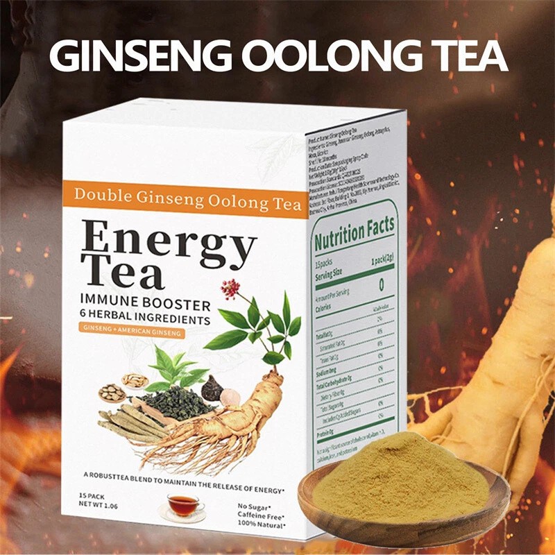 Energy Tea Immune Booster Ginseng Oolong Tea, Kidney Liver Tea For Women & Men