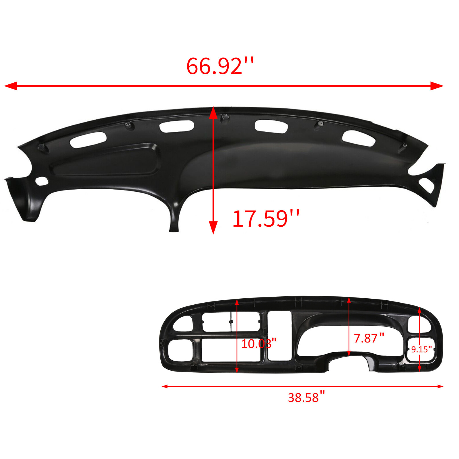 For 1998-2002 Dodge Ram Pickup ABS Dash Bezel & Dashboard Cover Overlay W/clips