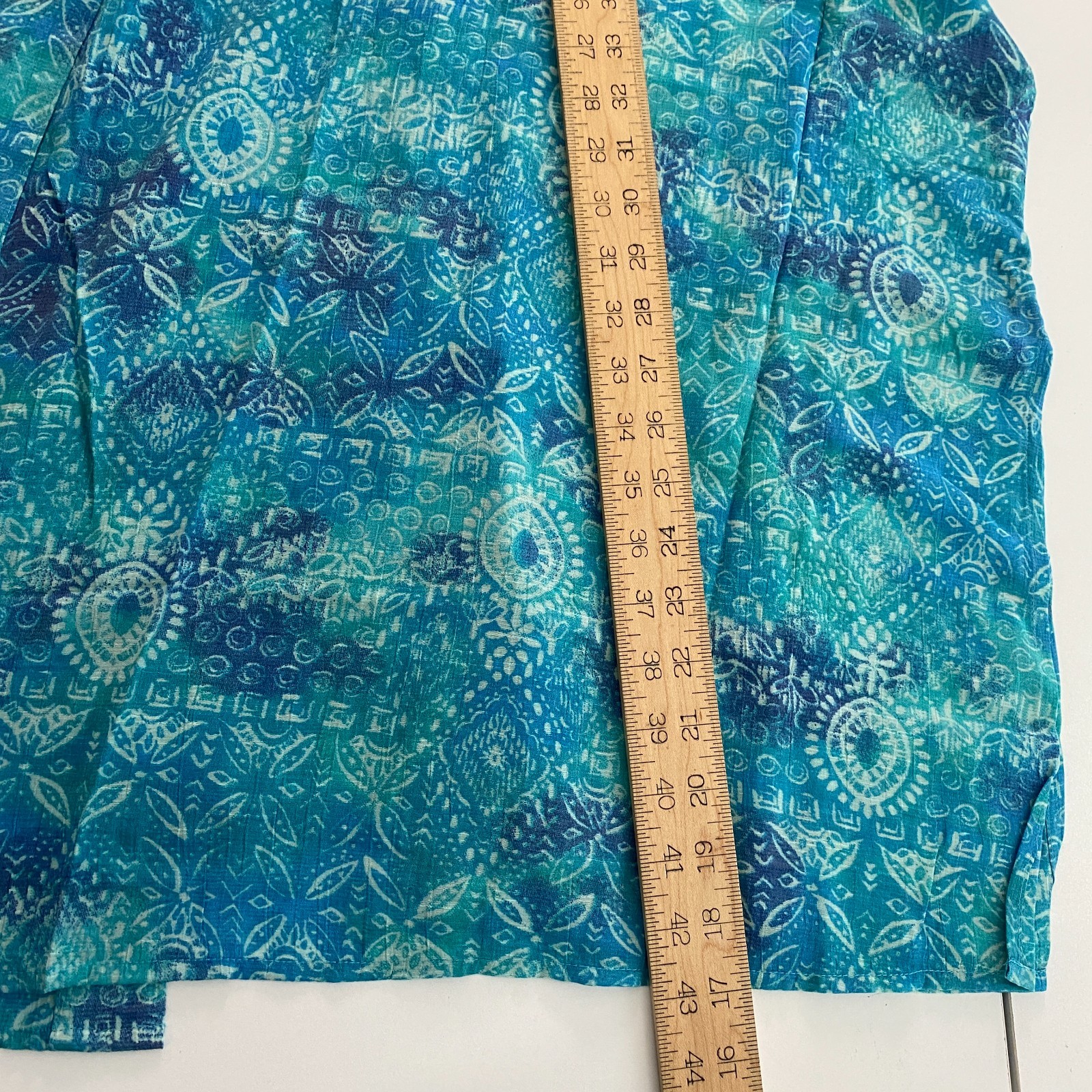 Catherines Open Front Kimono Cardigan Size 5X Blue Turquoise 3/4 Sleeves