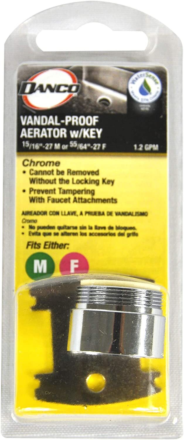 Danco Dual Thread Vandal Proof Aerator 55/64 in. -27F or 15/16 in. - 27M Chrome