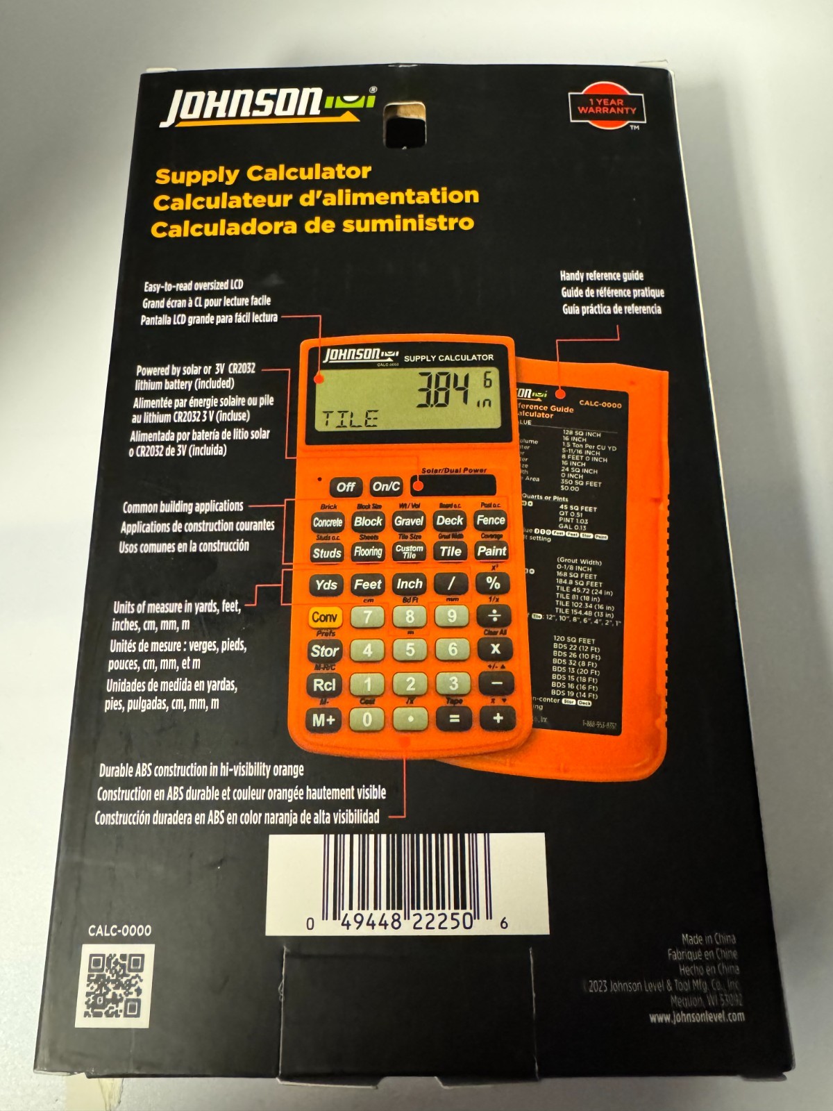 Johnson Building Calculator Calc-1500 New