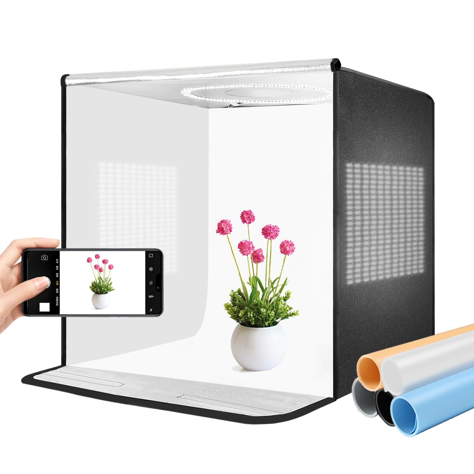 Pro 24"x24" Photo Studio Light Box 3-Side Light Panel/3-Temp/Dimmable 10%-100...