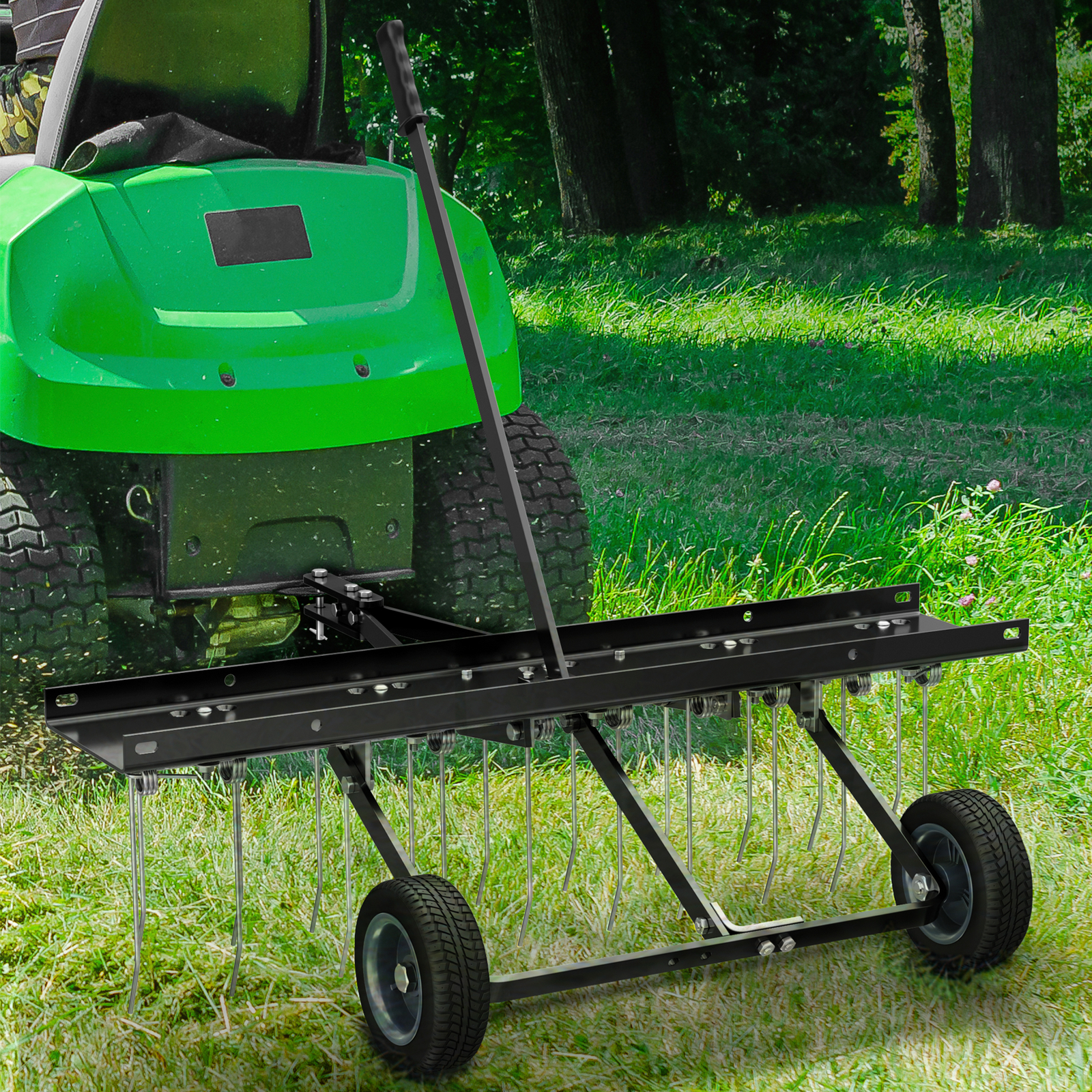 40" Corrosion-Resistant Steel Lawn Dethatcher Sweeper Height Adjustable
