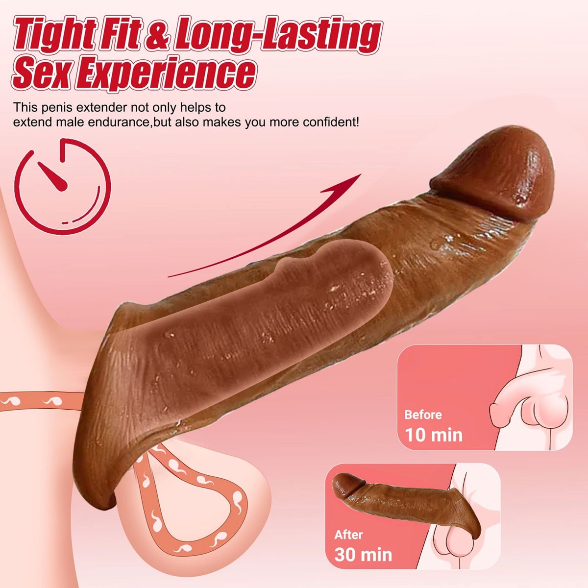 Reusable Thick Penis Extender Sleeve Extension Big Male Girth Enhancer Enlarger