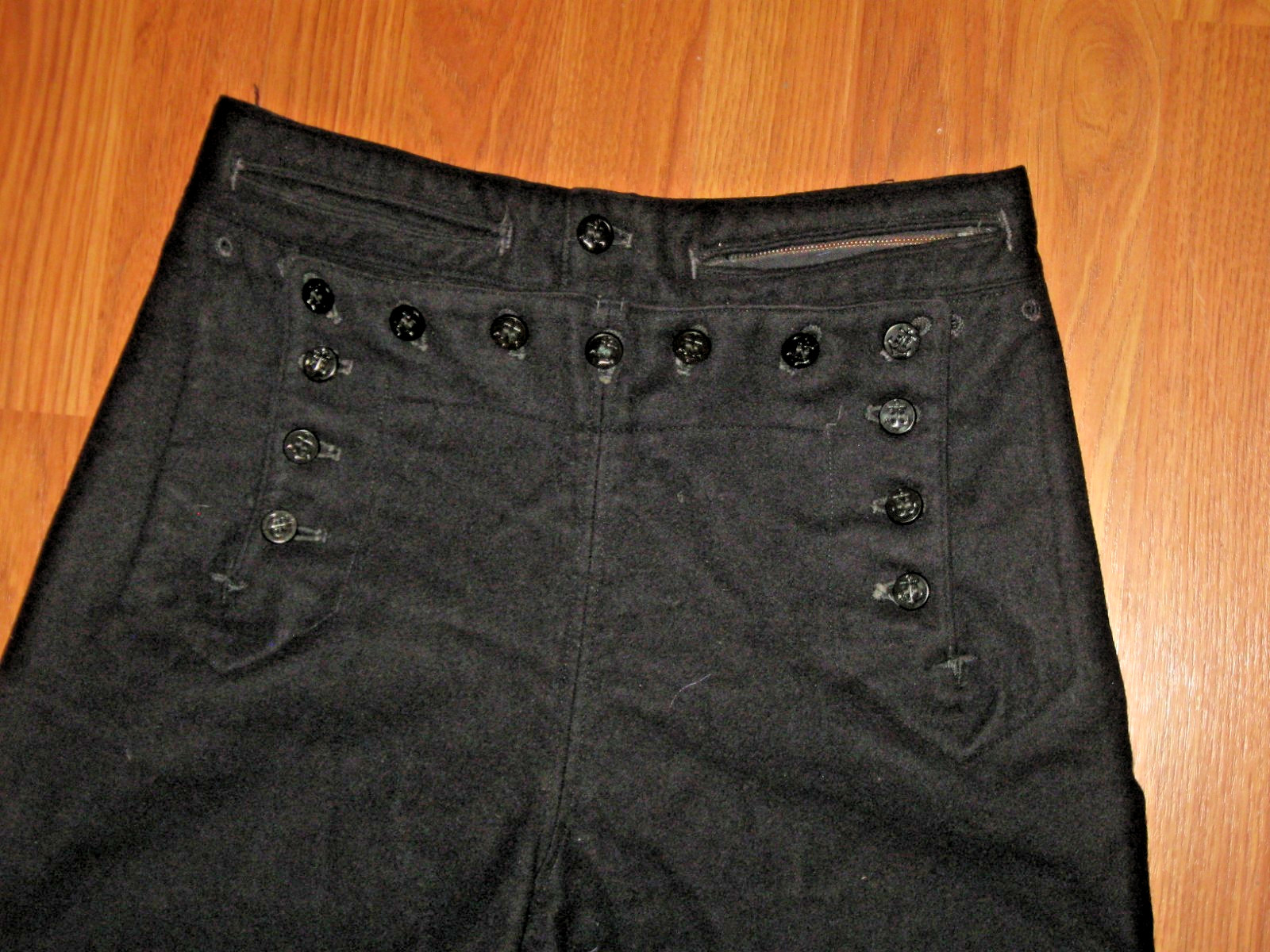 Vintage US Navy Naval Clothing Factory Wool Sailor Pants Mens 30 Wide Leg