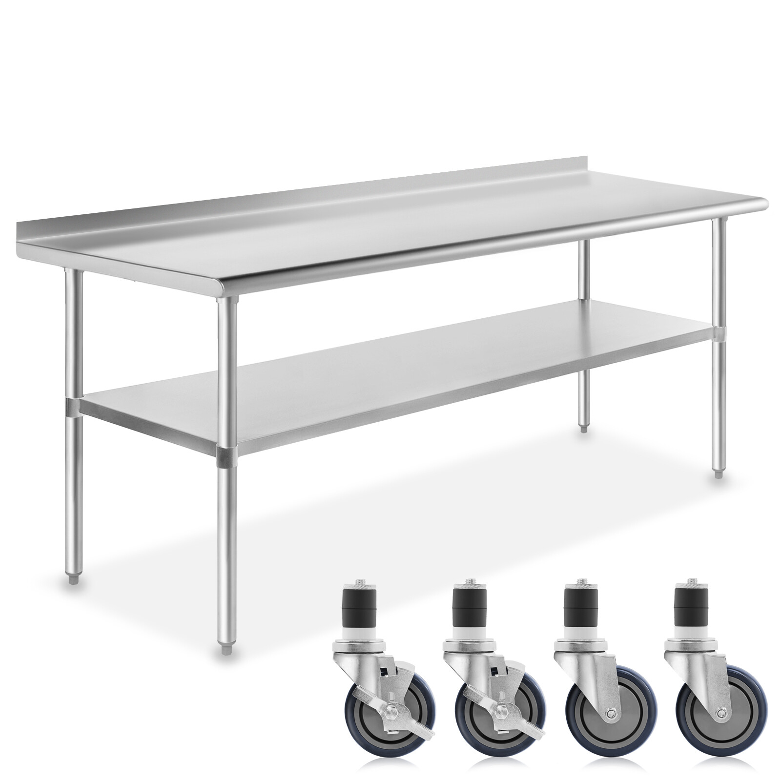Stainless Steel 30" x 72" NSF Kitchen Restaurant Prep Table w Backsplash Casters