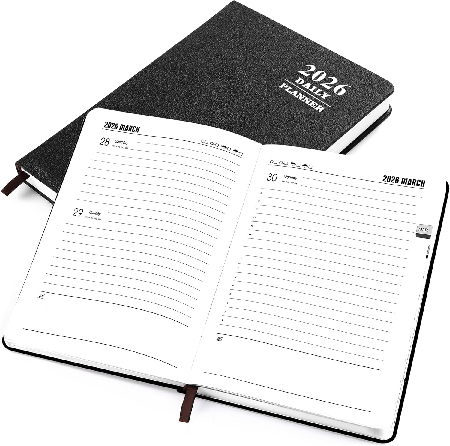 2026 Daily Hourly Planner - One Page a Day, 2026 Diary 5.7 X 8.3" Hardcover Mont