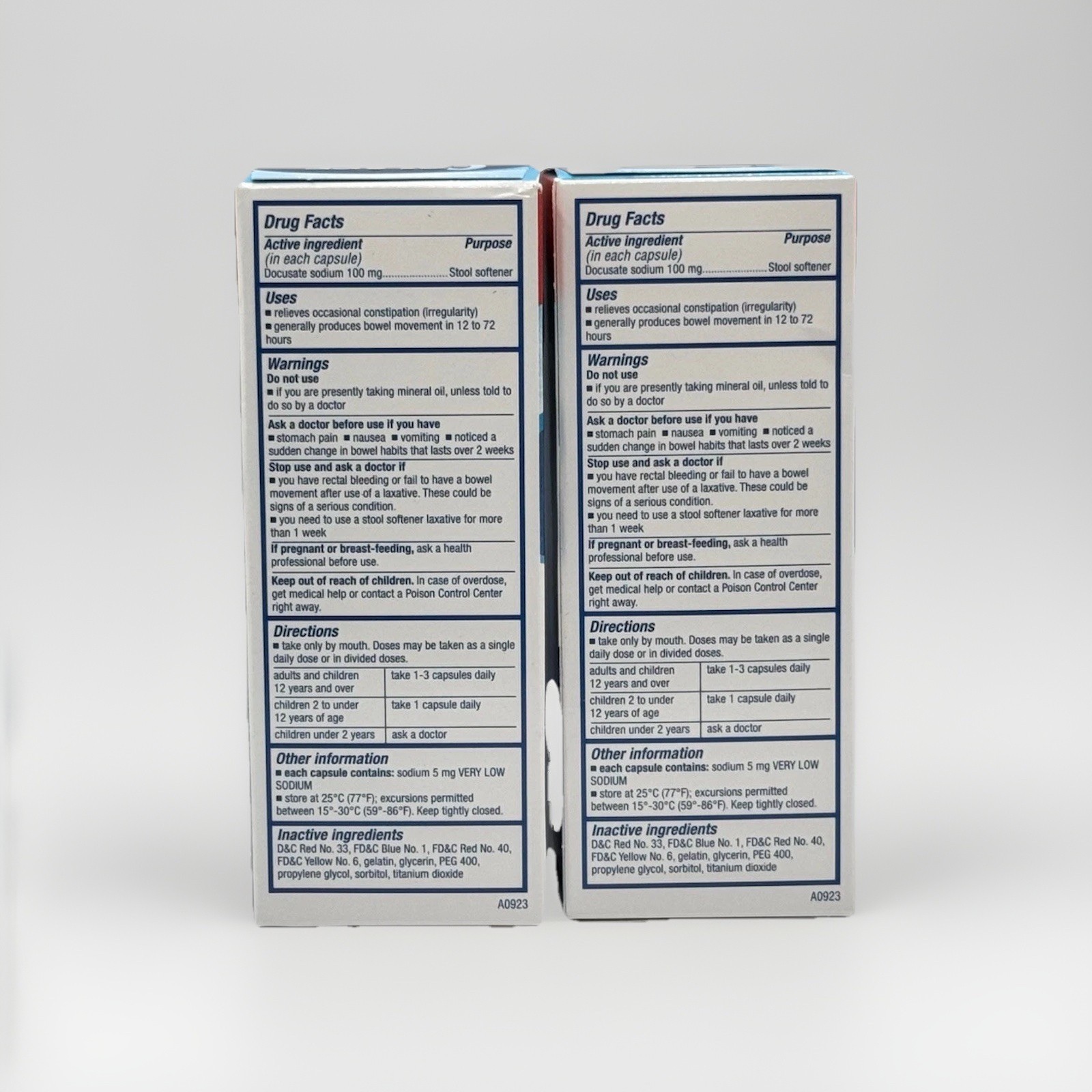 (2) Colace REGULAR Stool Softener 100mg Docusate Sodium 100 Cap Ex 01/2027