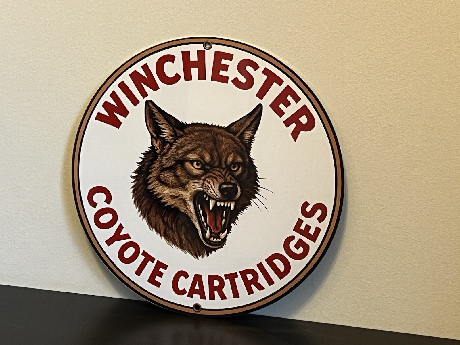 Winchester Coyote Hunting Cartridges Vintage Style Metal Sign Hi Gloss