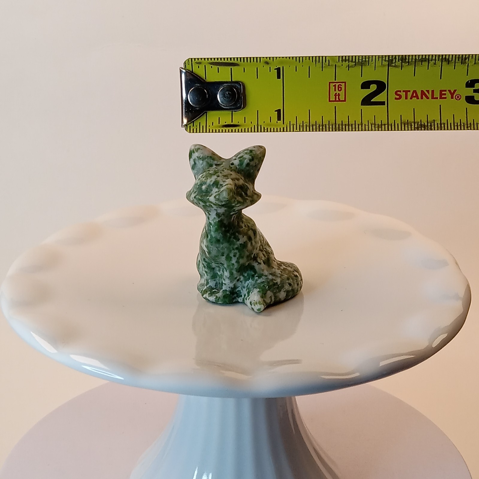 Tree Agate Crystal Fox Carving Green Polished Animal 27g | F35