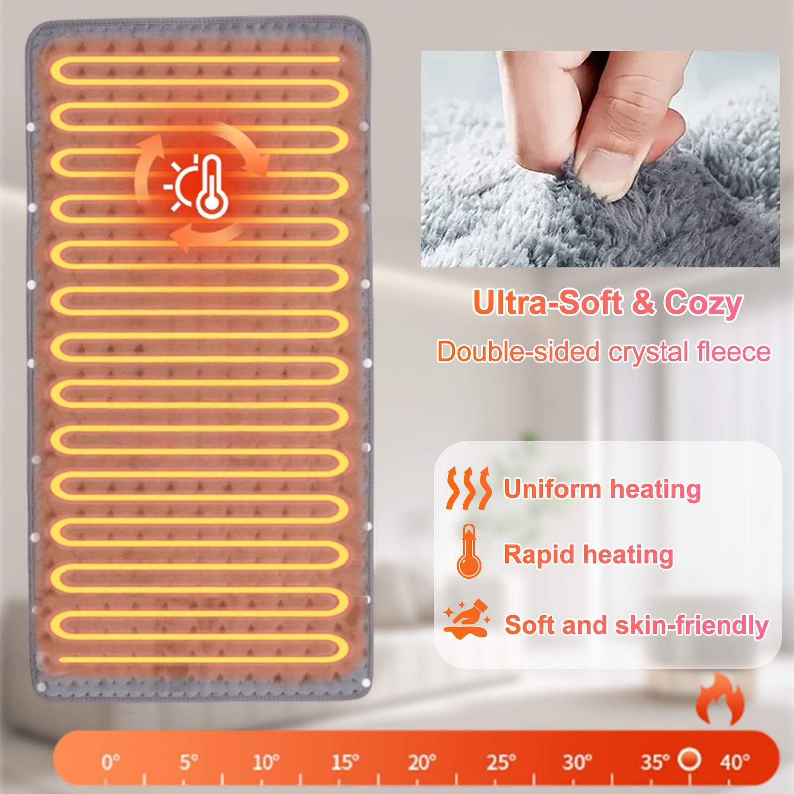 6 Levels Electric Heating Pad For Back Pain Cramps Relief Auto Shut Off 12x24”