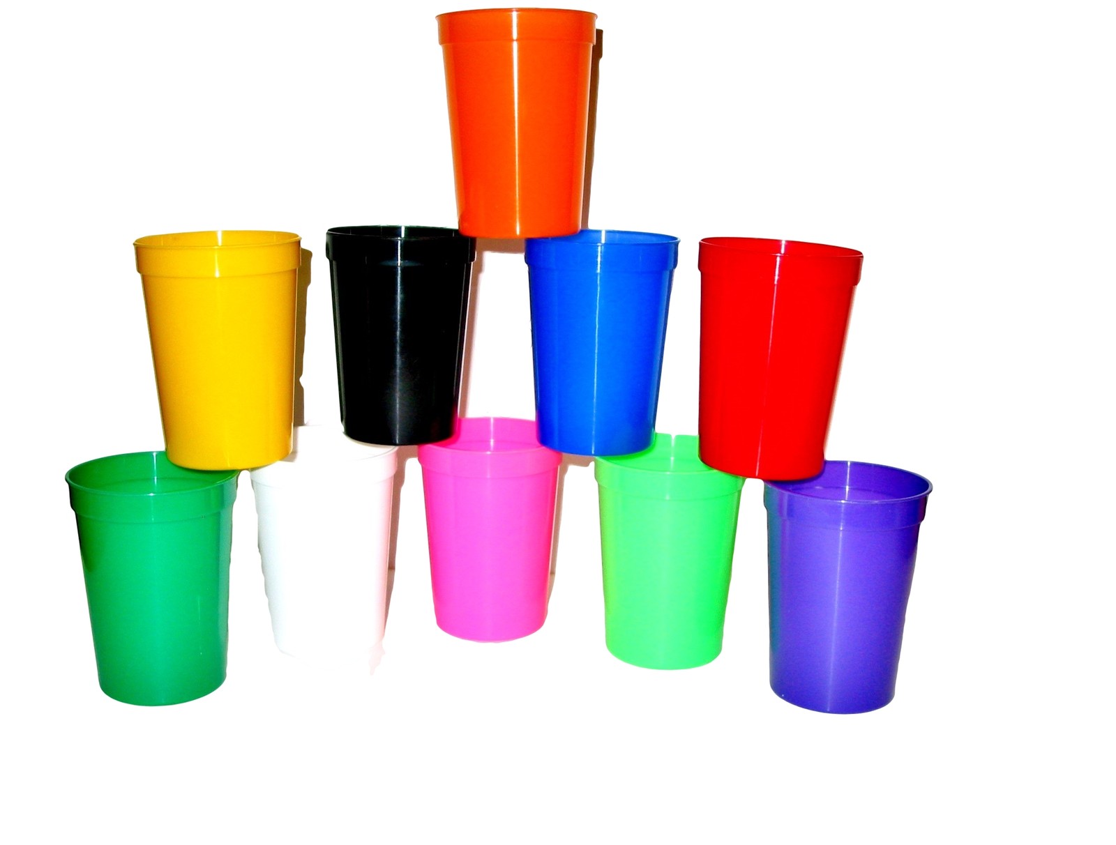 12- Multi Colors Small 12 Oz Plastic Drinking Cups, Glasses Mfg. USA Lead Free