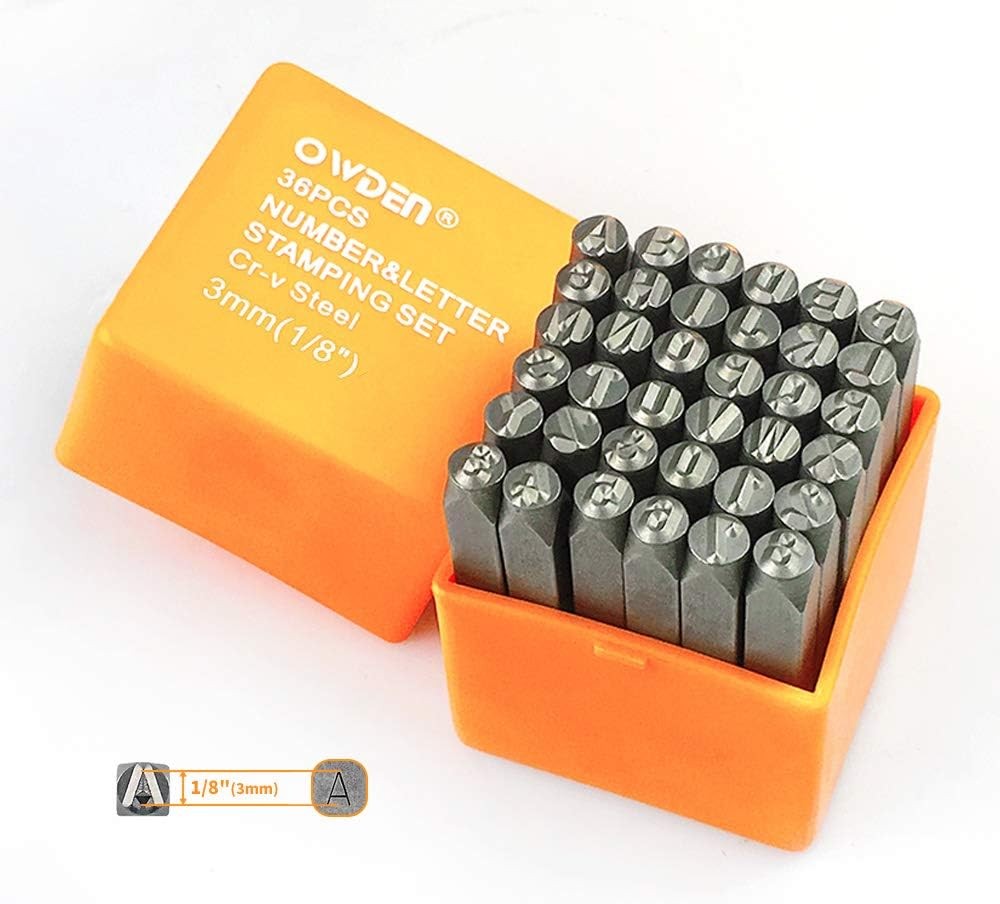 Professional 36Pcs. Steel Metal Stamping Tool Set,1/8” 3mm,Steel Number and L.