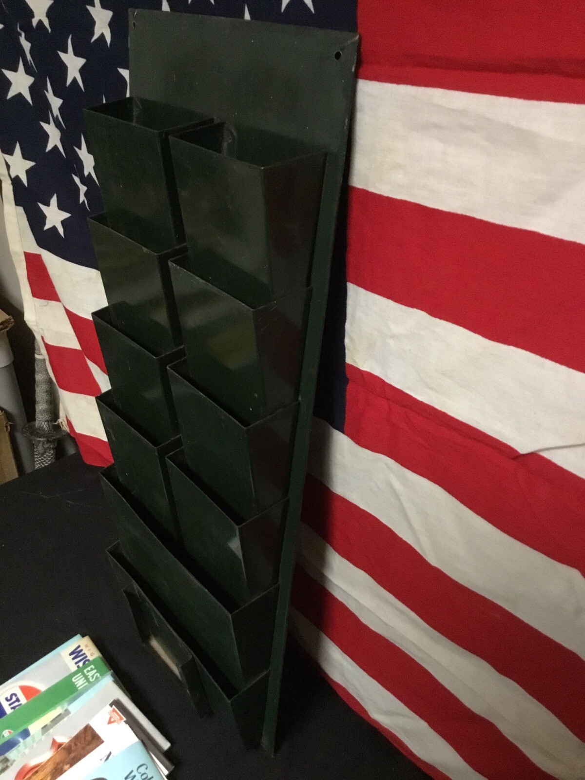 Rare! vintage 1930s 40s Flying A metal Gas Oil Road Map Holder Large Size.