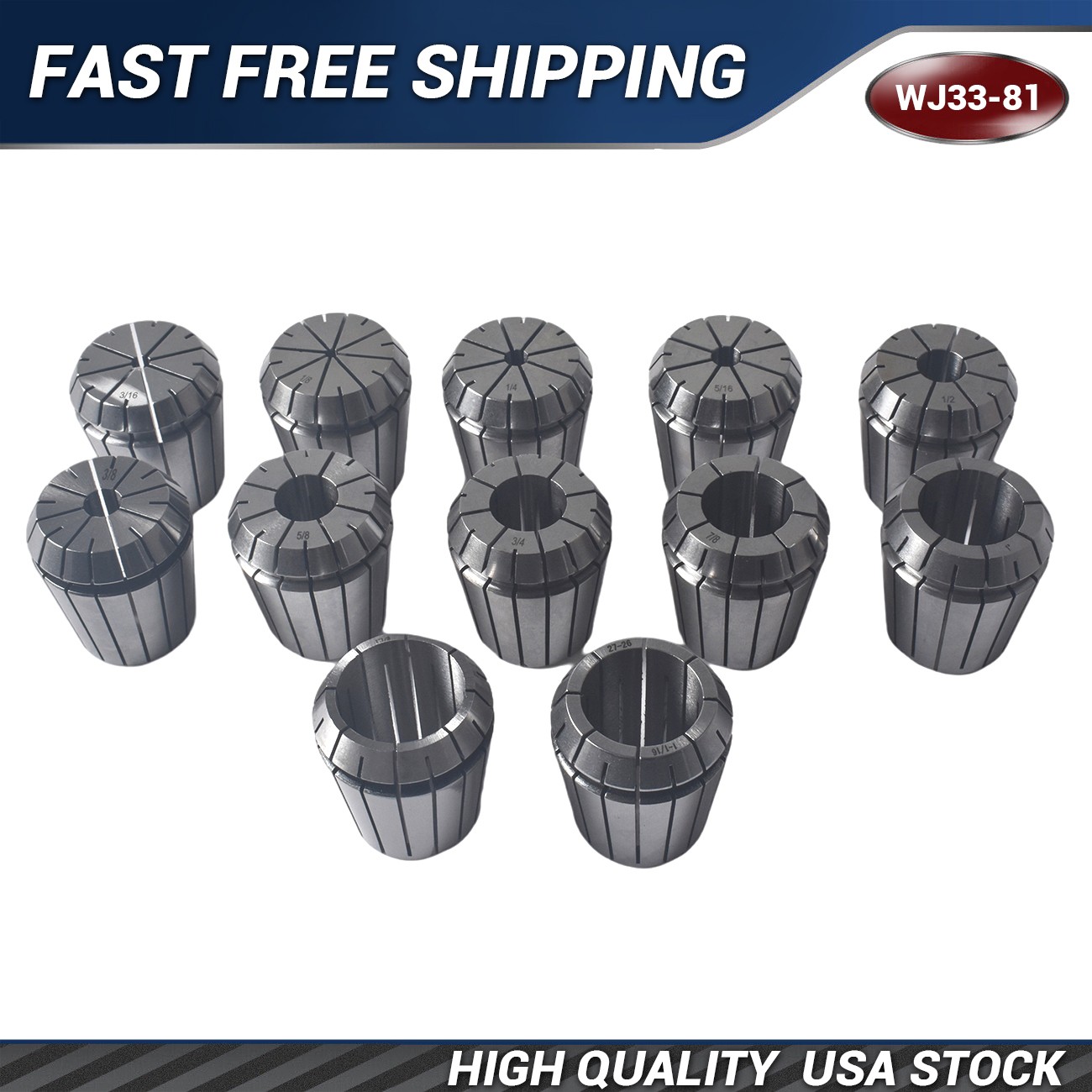 12Pcs ER40 Spring Collet Set 1/8"-1-1/8" For CNC Lathe Milling Precision Chuck