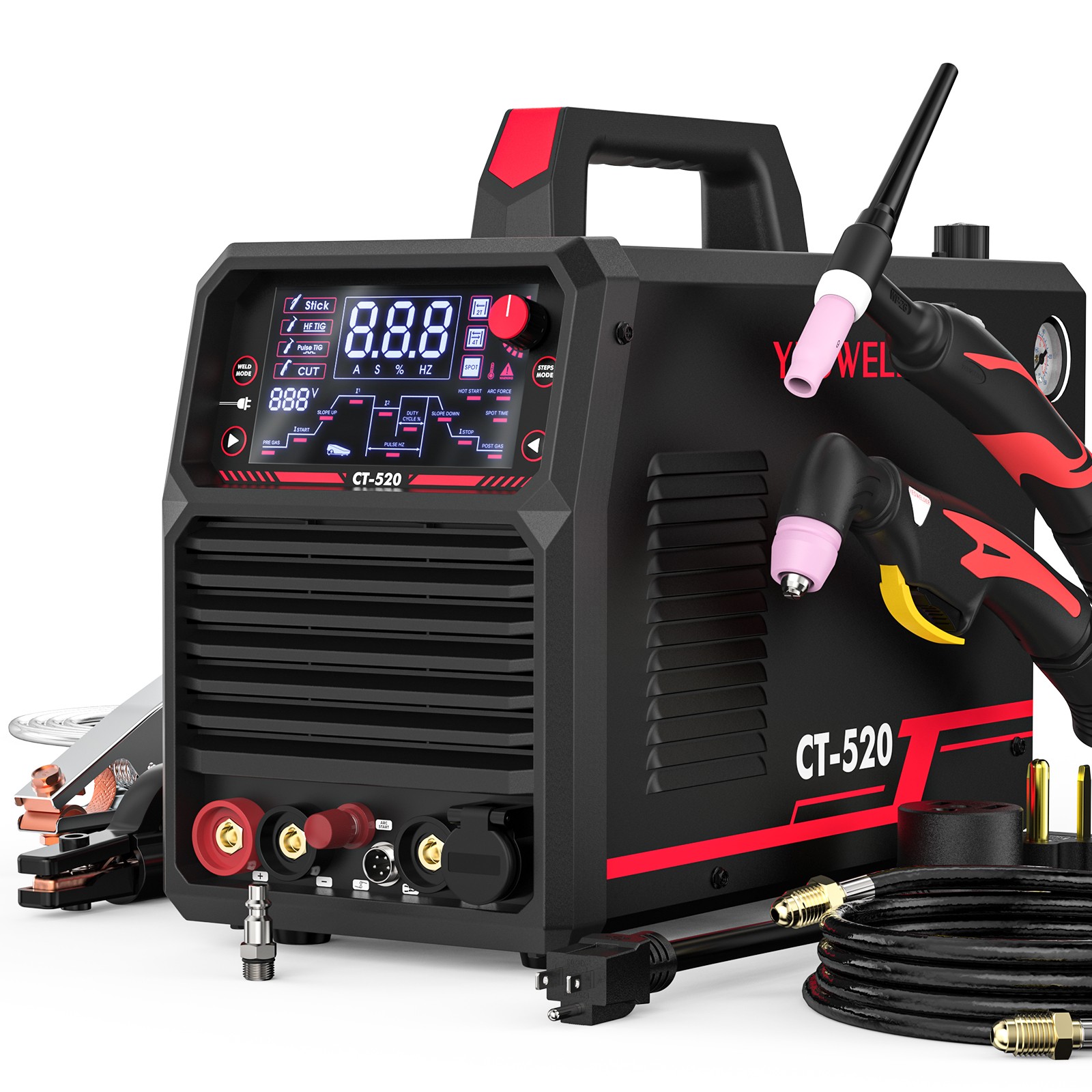 5-in-1 200A TIG/Stick & 50A Plasma Cutter, HF TIG/Pulse/Spot, Dual Voltage